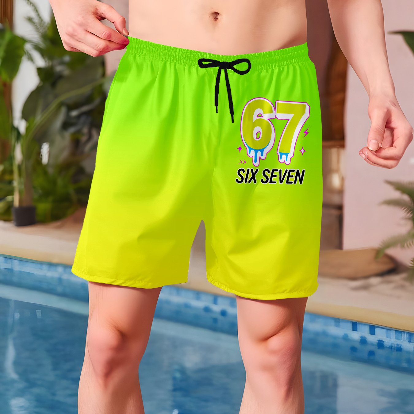 Image of Boys' Fashionable Swimming Trunks, Casual Sports Outdoor Printed Digital Beach Pants, Spring And Summer Swimming Shorts.