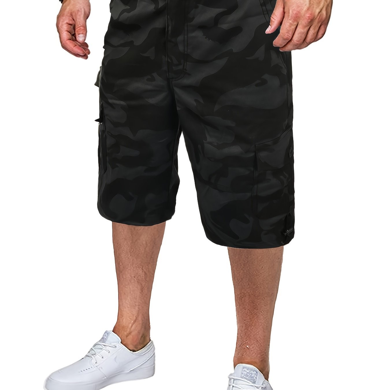 mens cargo shorts cotton elastic waist outdoor casual short fishing hiking shorts with multiple pockets