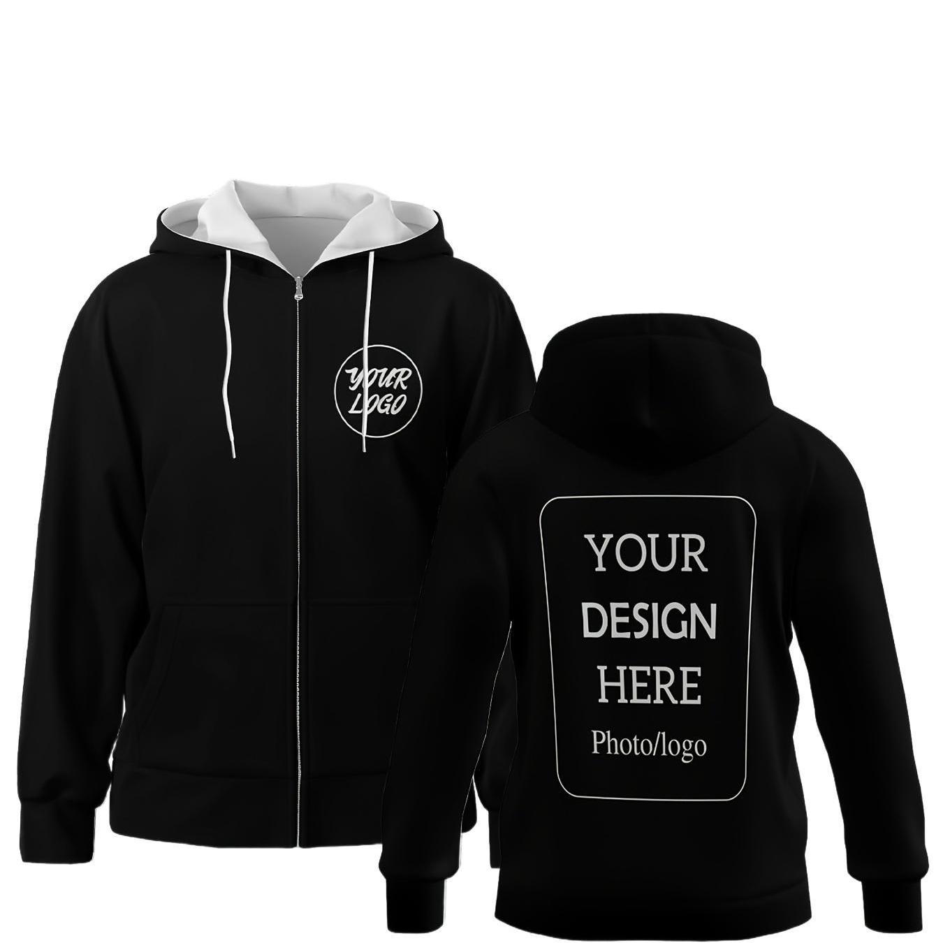 TEMU Custom Men's Zip-up Hoodie - Personalized With Name/text/design, Fitness Running Casual Wear, Spring And Autumn Apparel, Comfortable Material,