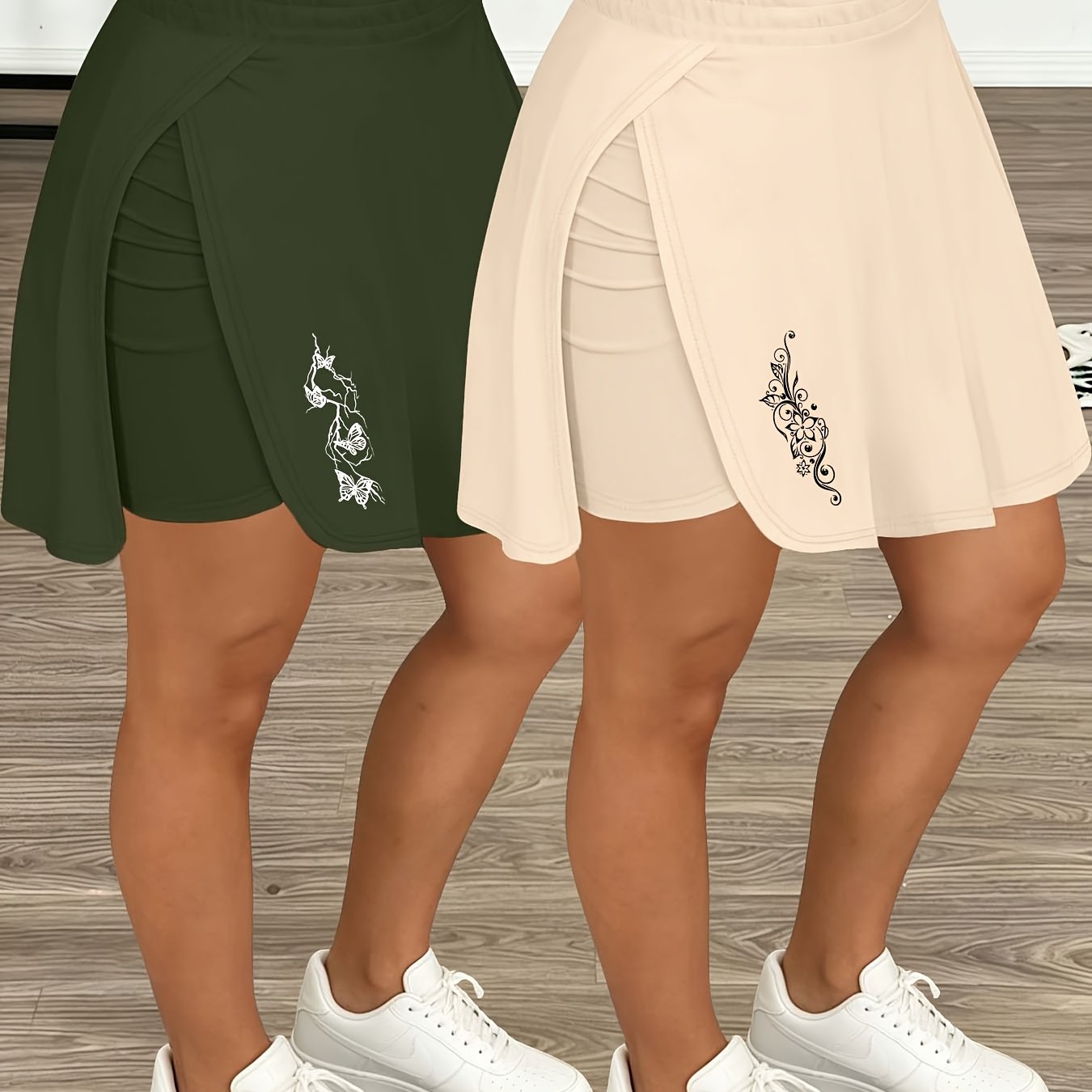 TEMU 2026 Spring/summer Hot New Women's Clothing, Everyday Casual Light Vine Totem Print Bottoms, Versatile Options, Commuting And Going Out, Short