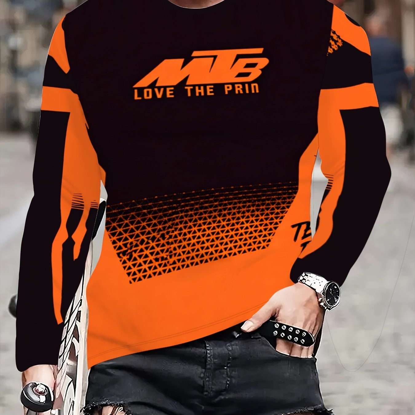 TEMU Long-sleeve Mountain Bike Jersey - Cycling Shirt For Men - Suitable For Mountain Biking, Motorcycle Riding, And Outdoor Sports