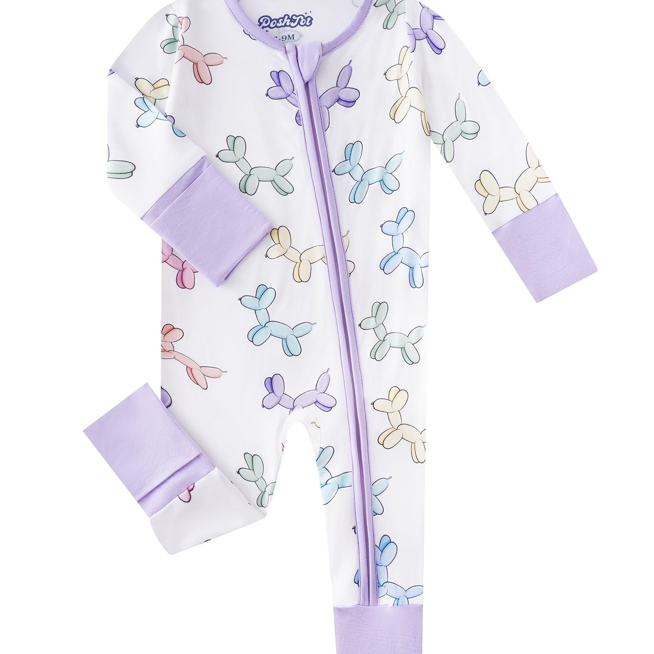 TEMU Poshtot Infant Jumpsuit, Vibrant , Bamboo Fabric Baby Apparel, Ideal 0-24 Months, Perfect For Outdoor Play, Complete Zipper, Baby Products Event