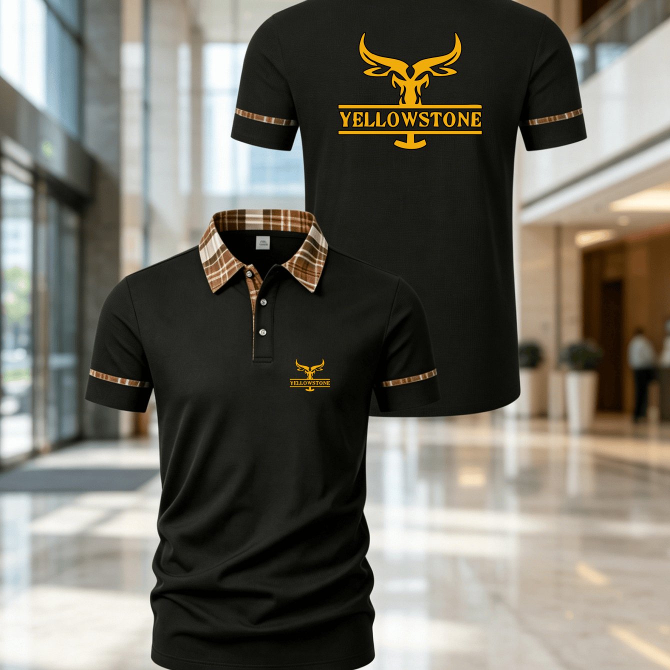 TEMU Men's National Park & Longhorn Print Shirt - Breathable Quick-dry Button- Collar Short Sleeve, Lightweight Suitable For Casual Outdoor Wear,