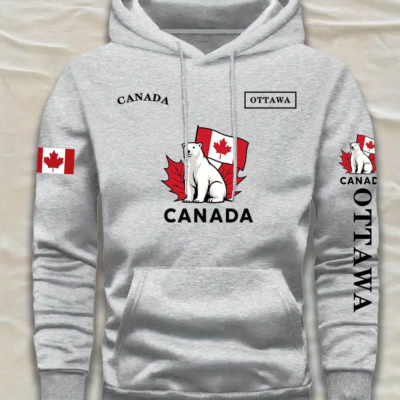 Image of A Canada Polar Bear And Trendy Hoodie For Man's Hoodie High Quality Thick Premium Sweatshirt For Autumn Winter Wear For Casual And Gifting Who Love Canadian