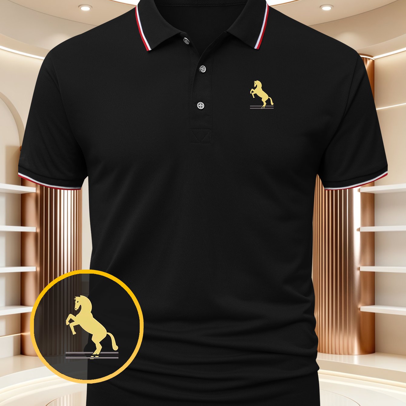 TEMU F1026-yangma-plus Size Men's Short Sleeve Shirt, Outdoor Golf, Equestrian, , Hiking, Fishing, Camping, Beach, All Outdoor Activities, Business