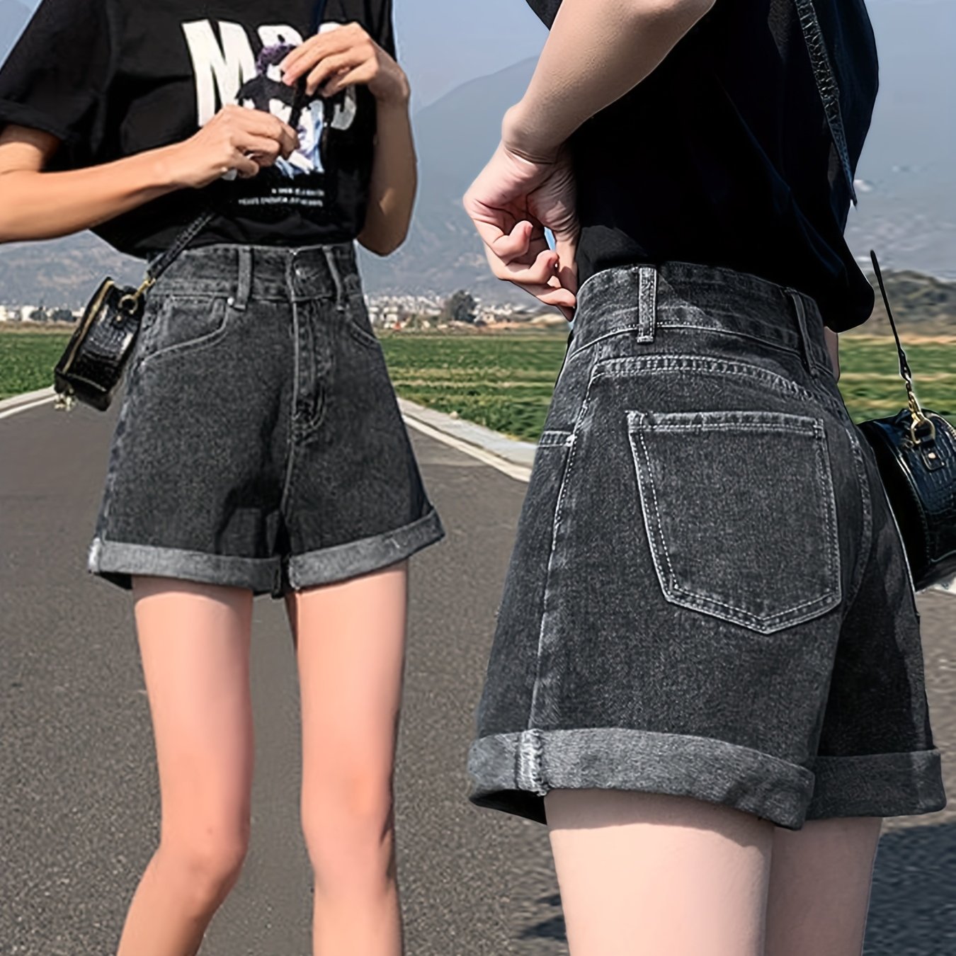 TEMU 夏とカジュアルに、韓国スタイルのレディースハイウエストデニムショーツ