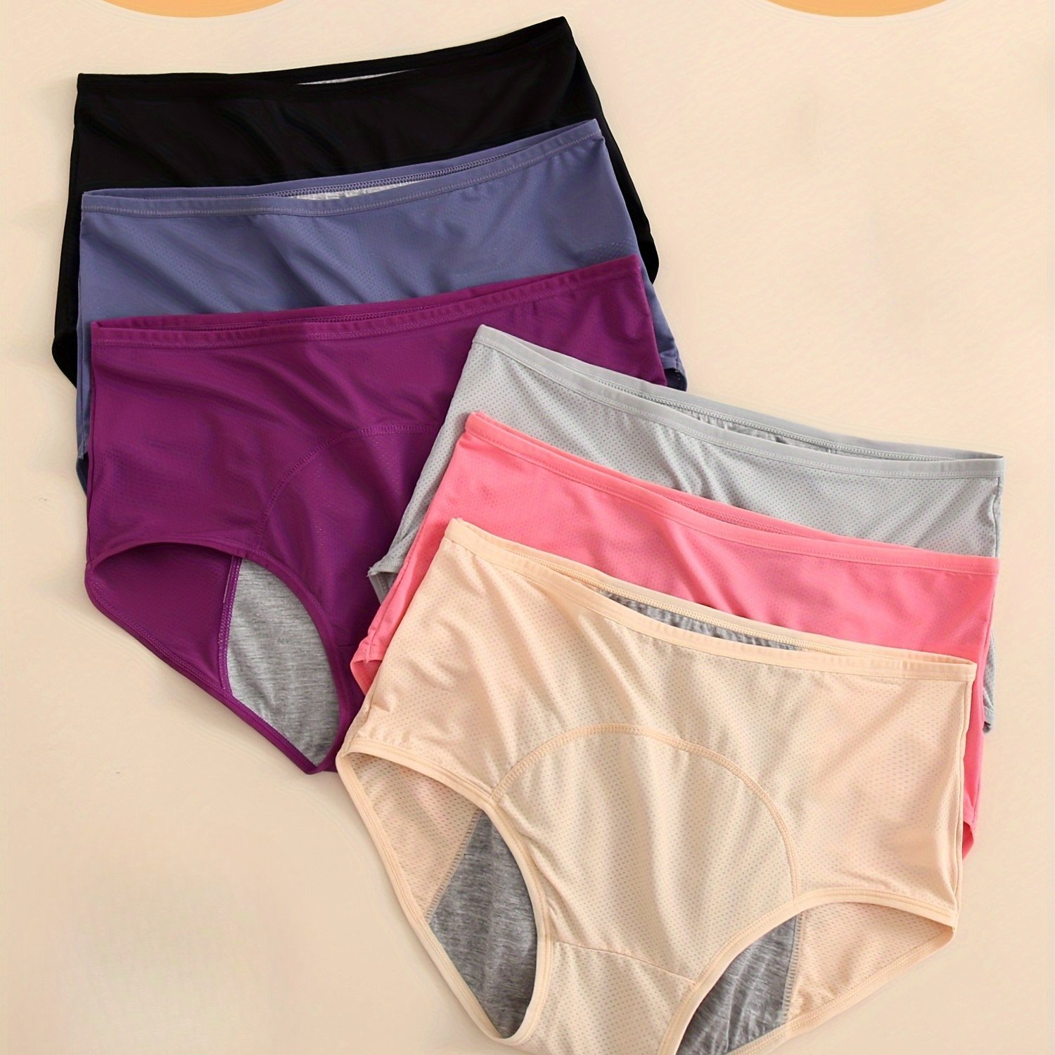 6-pack Of Women's Panties - High , Breathable Mesh Fabric, Three-layer Widened Briefs, Tummy Control And Lifting, Plus Sizes (oxl-5xl), Seamless Panties