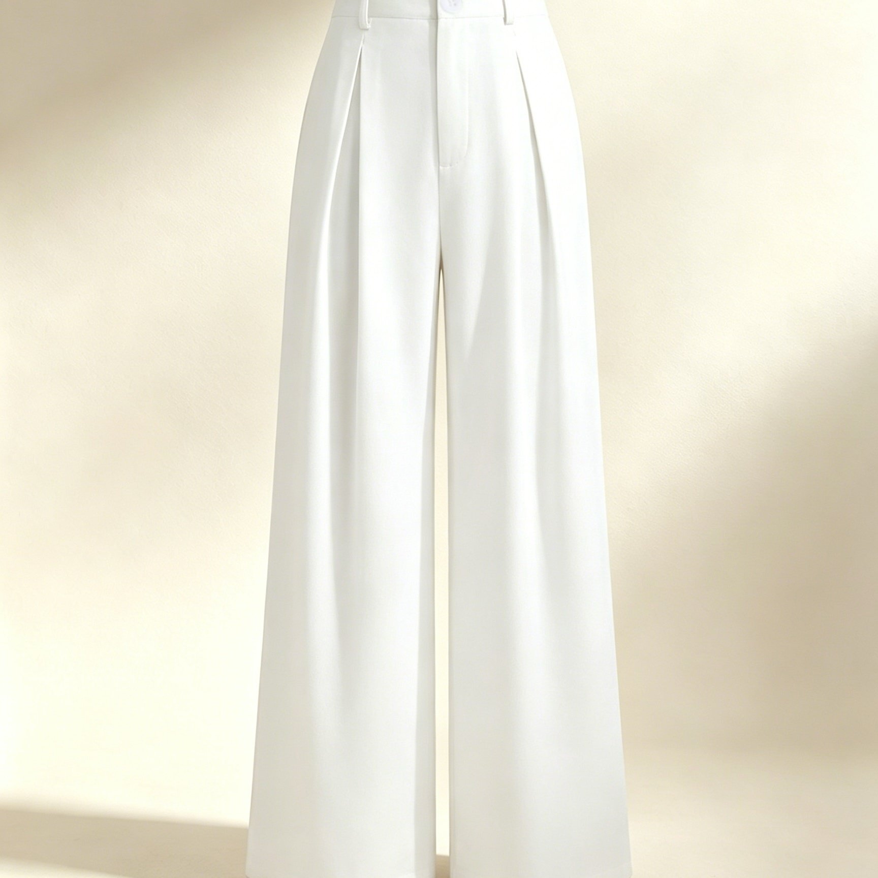 TEMU Women's Retro Elegant High-waist Pleated Wide-leg Trousers, Straight Flowing Long Leg Work Casual Pants, Suitable For Office, Daily Wear, Club,