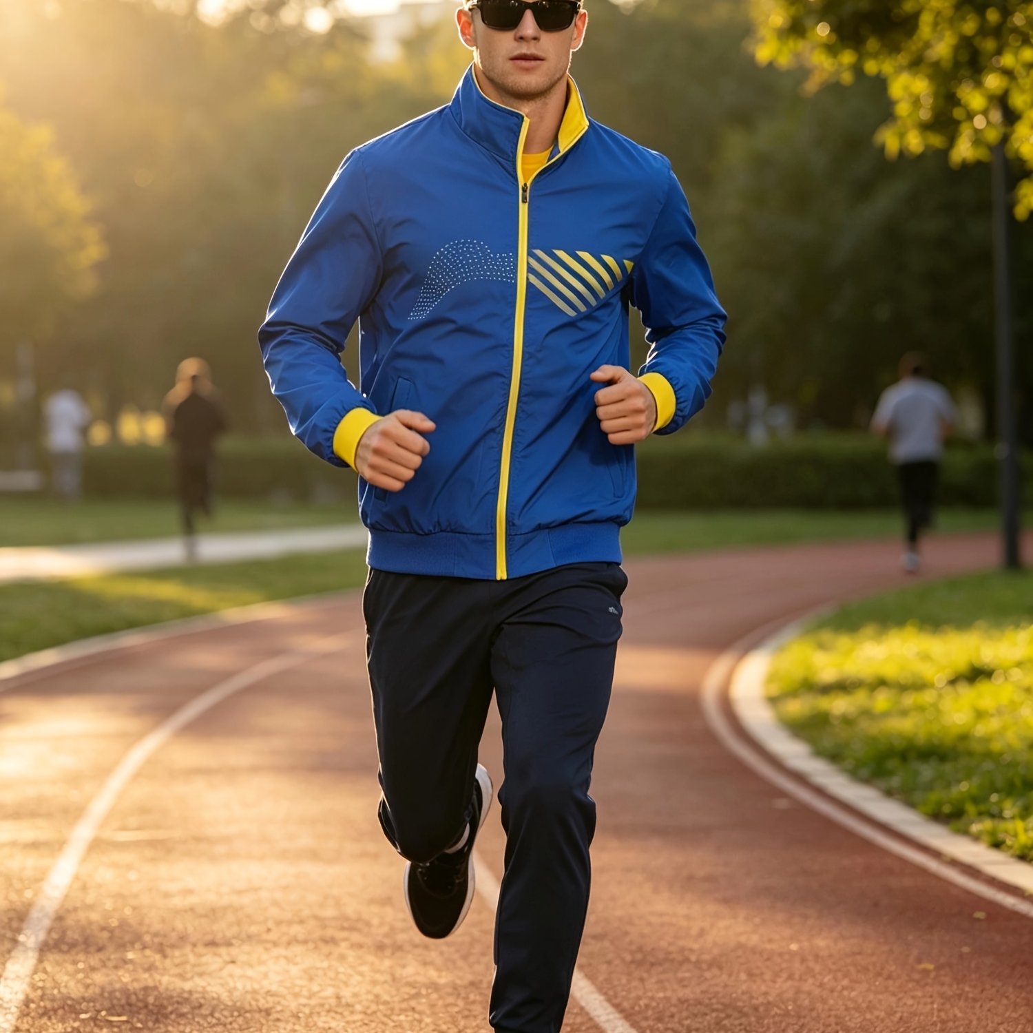 TEMU 's Trendy And Fashionable Two-color Double-sided Spliced Sports Jacket With A Stand Up Collar Zipper Design For Daily Commuting And Style.