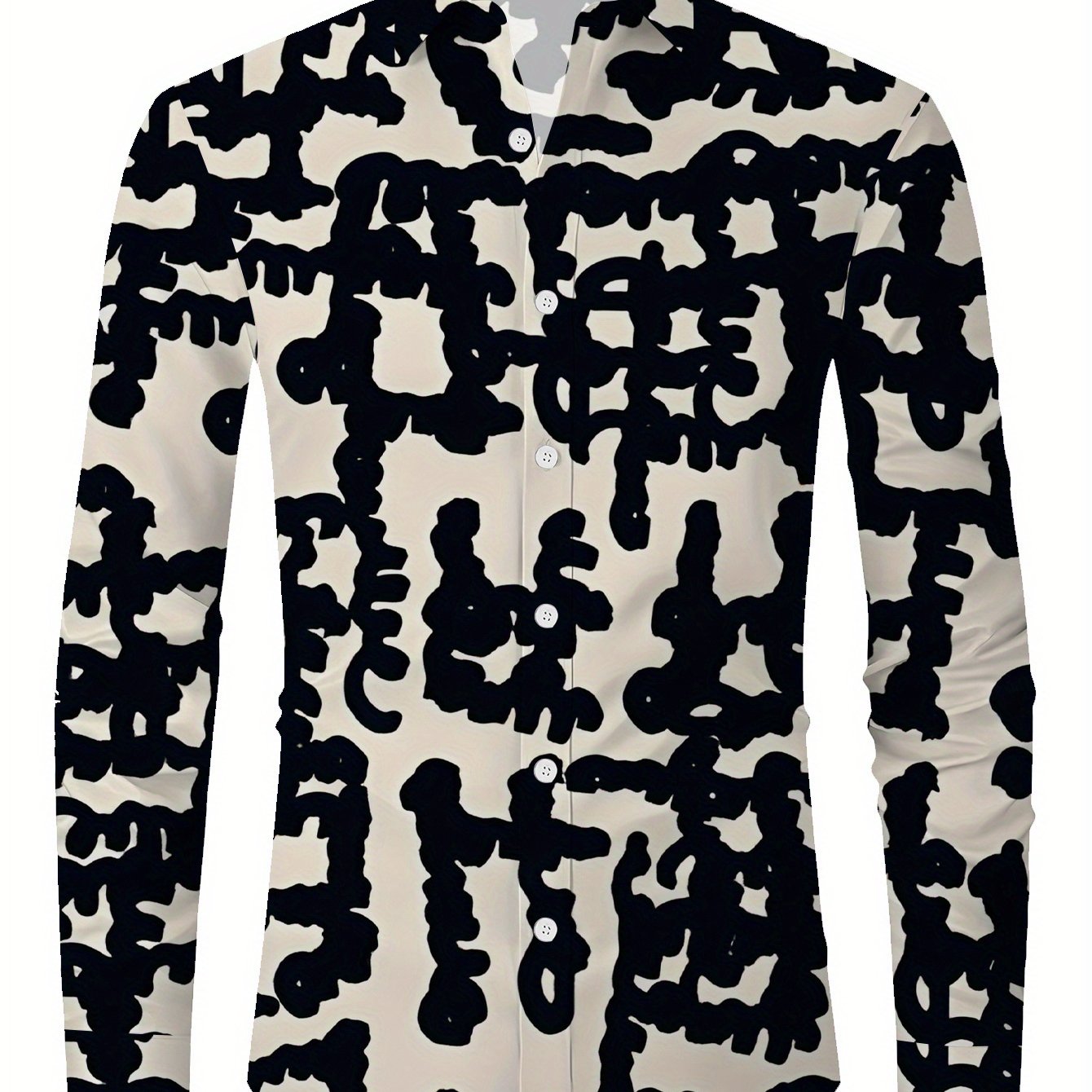 TEMU Chemise à manches longues imprimée pour homme, coupe régulière, style décontracté avec de couleur
