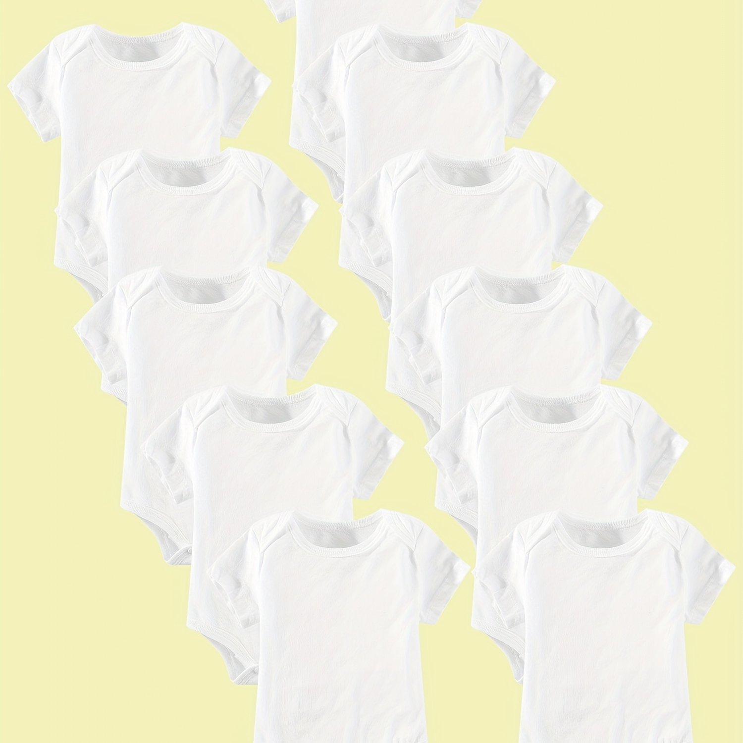 Image of 11pcs Spring And Summer Newborn Clothes Boys Girls Baby Romper Bodysuit Onesie Solid Color Body Suit, Perfect For Outdoor