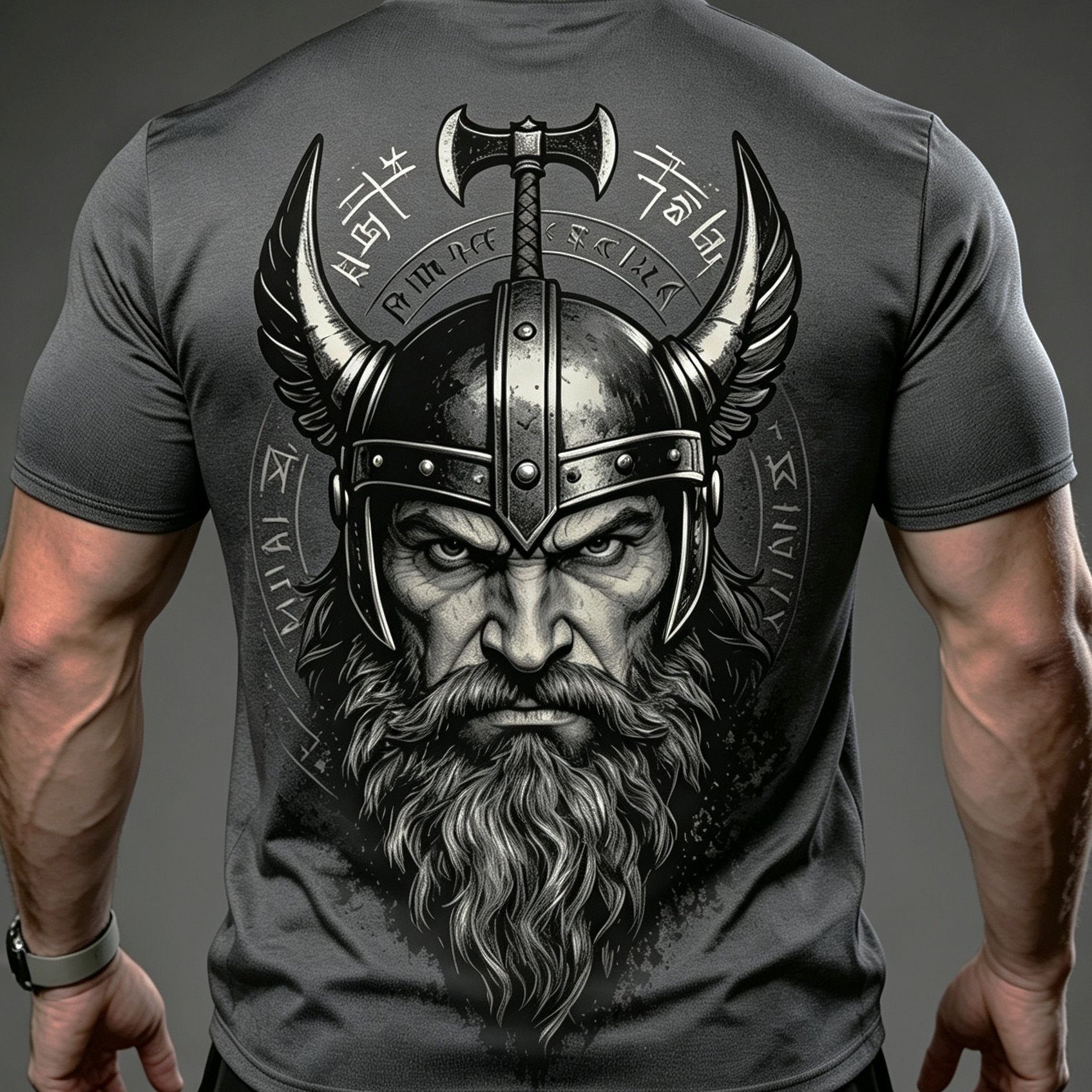 TEMU Plus Size Men's Short Sleeve T-shirt, Large Size ' T-shirt, Casual T-shirt, Retro Print Short Sleeve T-shirt, Nordic Mythology Style Plus Size