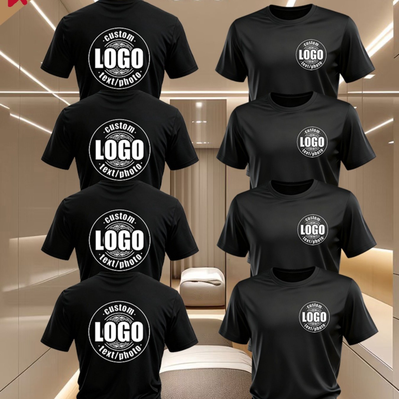 TEMU [4pcs Custom Set] Personalized Men's T-shirts, Short Sleeve Tops, Summer, Customizable Logo On Chest And Back With Your Text/image/family