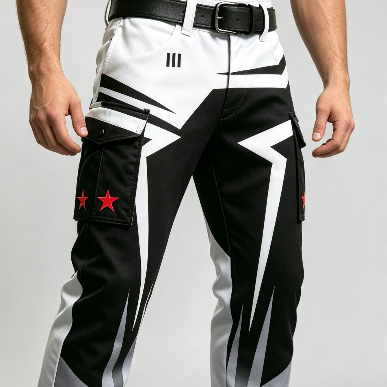 Teen Streetwear Cargo Pants, Geometric Contrast Print Red Multi Pocket Straight Leg Techwear Trousers Casual Daily Pants School Outdoor , Perfect For Outdoor, For Teenager
