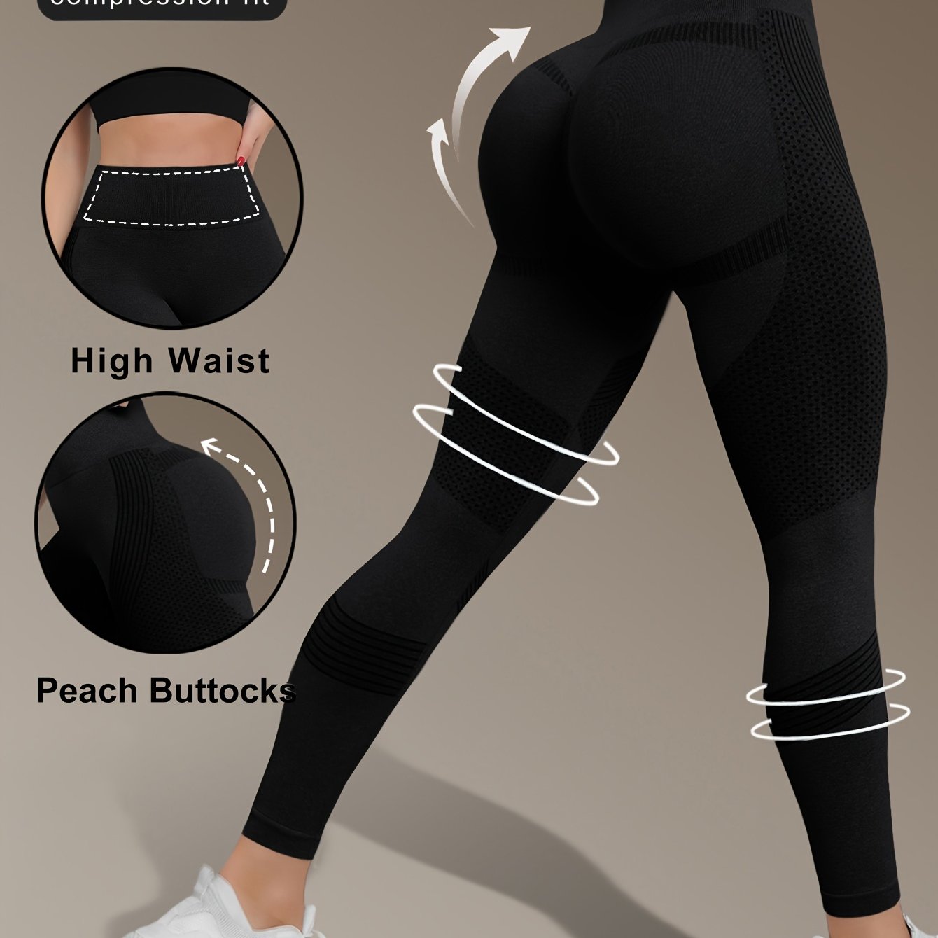 Image of High Stretch Comfortable Quick Drying Sports Leggings, High Waist Seamless Yoga Pants, Women's Activewear