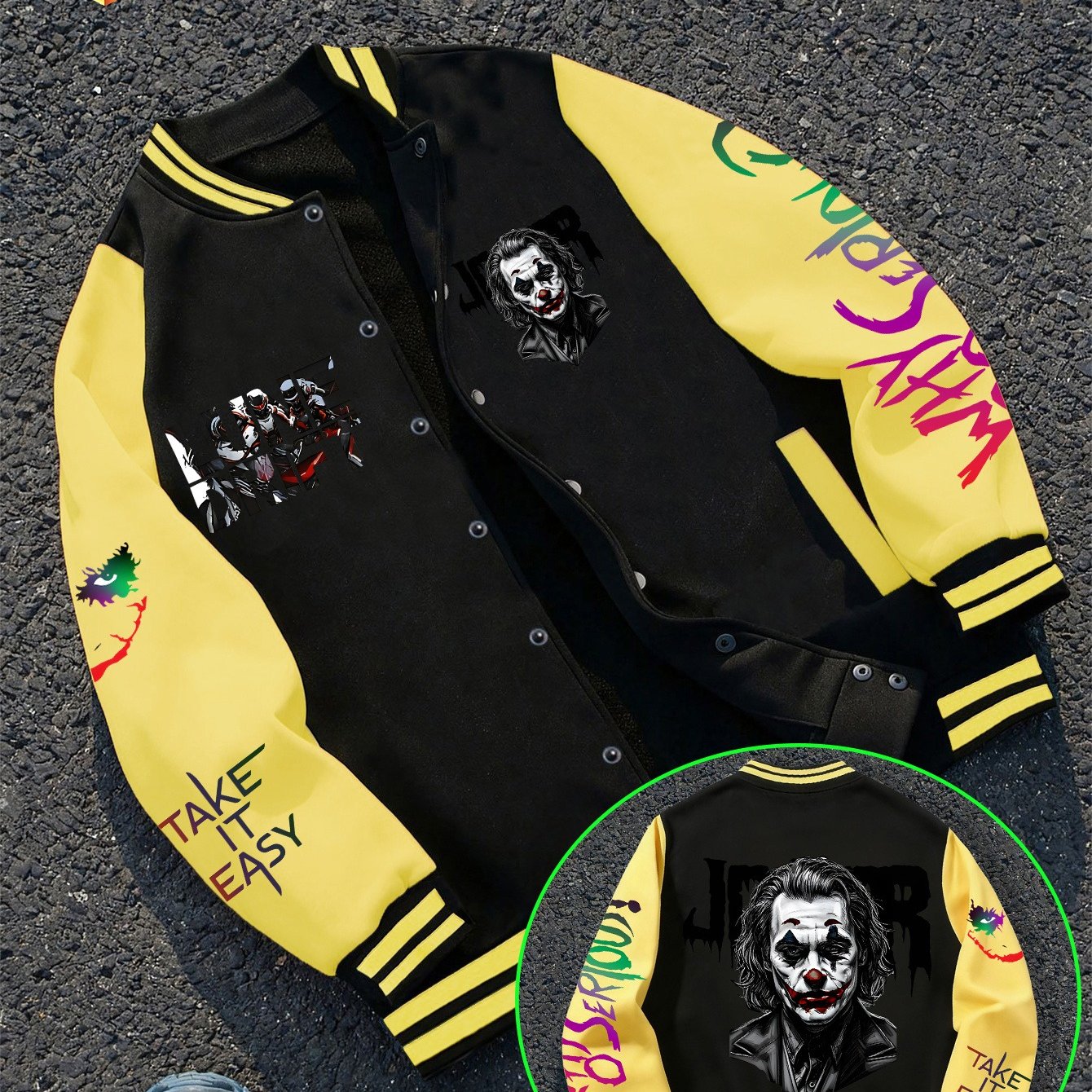 TEMU Men's Baseball Jacket, Casual Baseball Coat With Joker Pattern, V-neck, Lightweight Men's Baseball-style Casual Outerwear, Suitable For Autumn