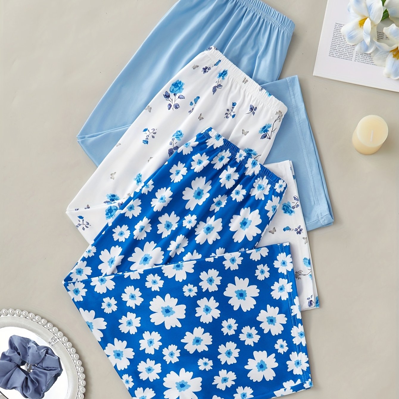 TEMU 3-pack Floral Print Capri Pants