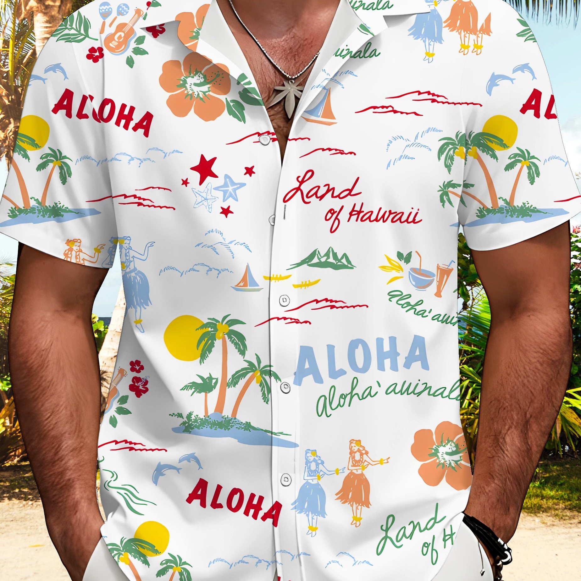 TEMU Camisa de moda para hombre con cuello vuelto y estampado