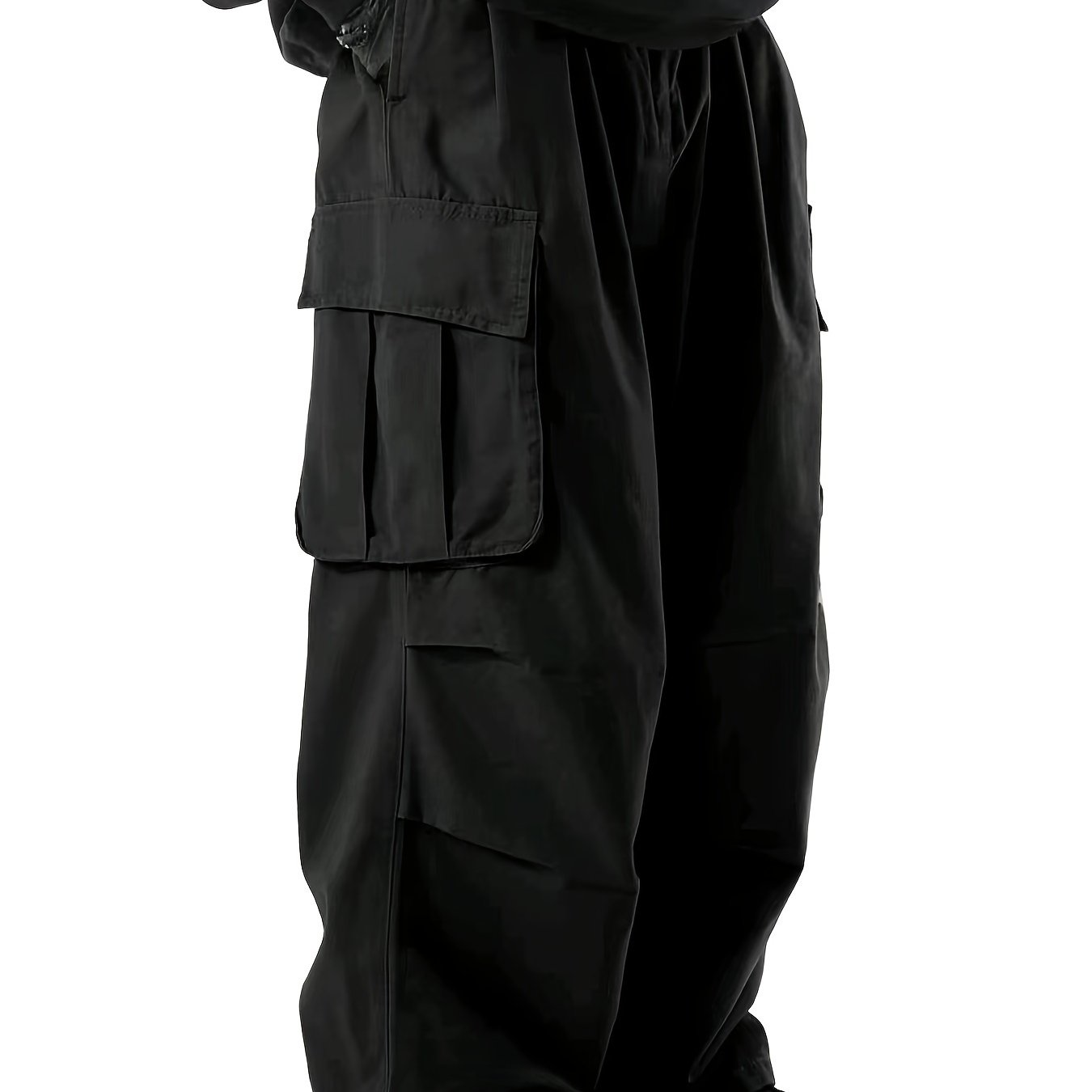 TEMU Men' Loose Fit Baggy Cargo Pants With Flap Pockets, Versatile And For Outdoors Wear