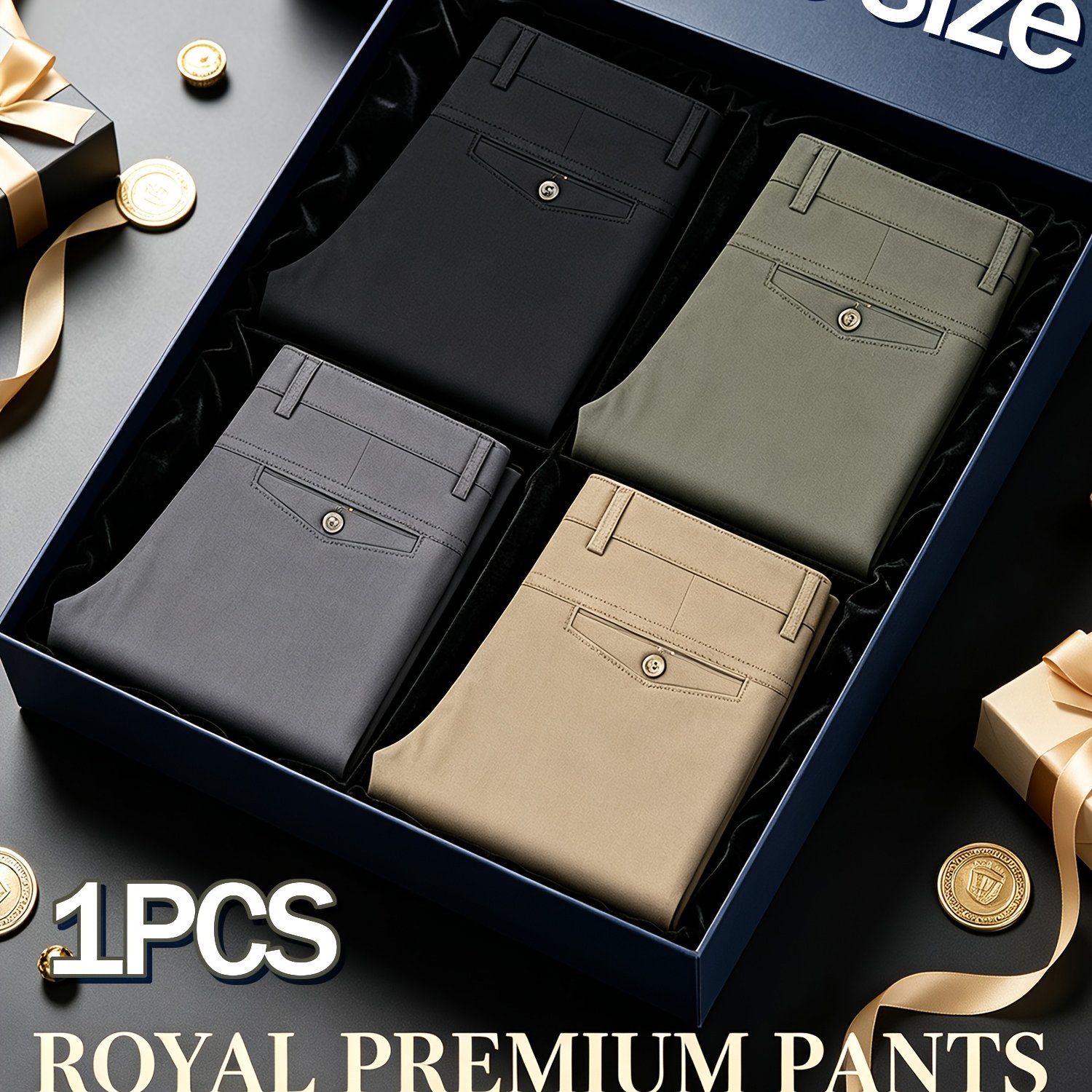 Image of 1pc Pc Of Men's Plus-size Dress Pants, Plus-size Men's Commuter Trousers, Sporty, Breathable, Comfortable, Non-tight-fitting, Extra-wide And Long, Wrinkle-resistant, Durable Dress Pants, Plus Size