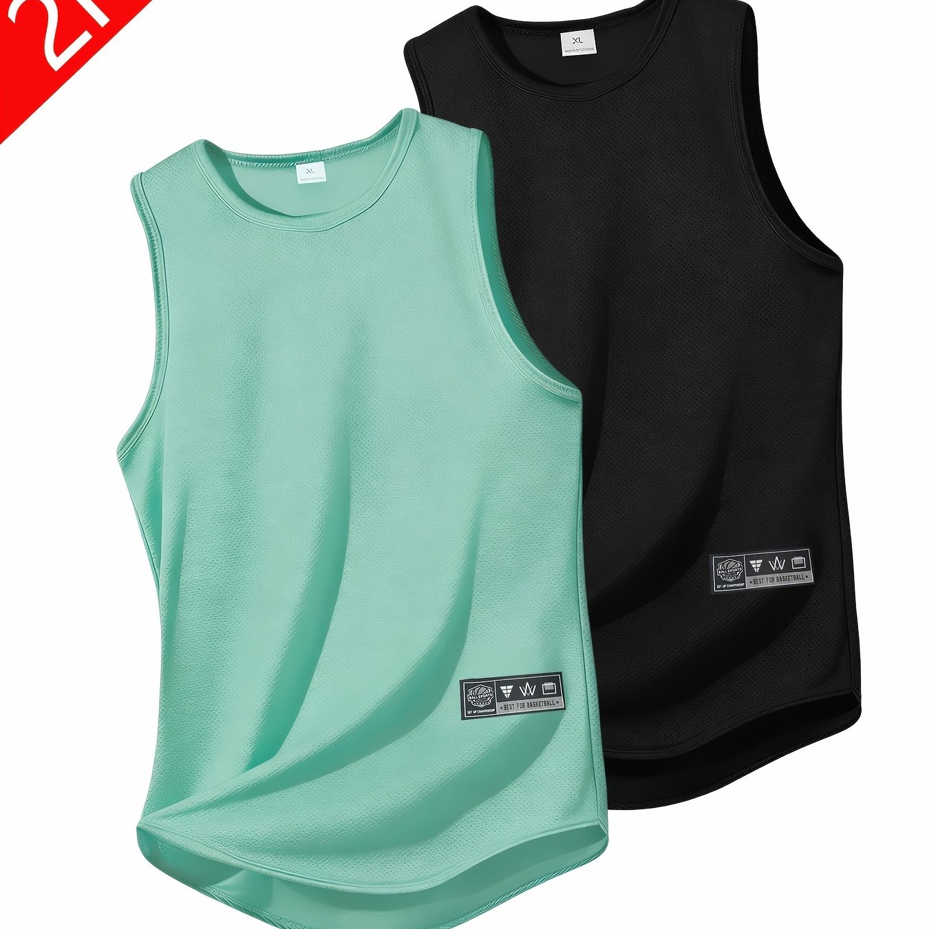 TEMU Conjunto de 2 chalecos deportivos de secado rápido para hombre, ligeros, transpirables, que absorben la humedad, cómodos y elásticos, ideales
