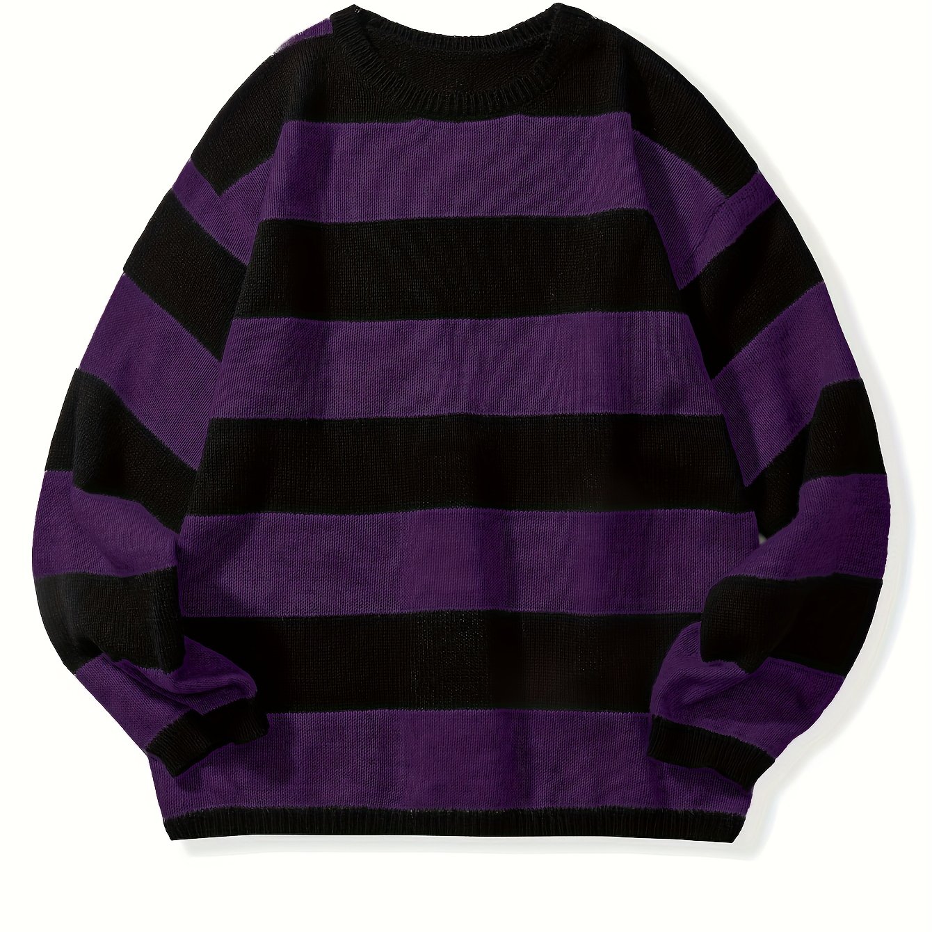 TEMU Casual Fashion Striped Men's Knit Pullover Sweater Spring Autumn Thin Style