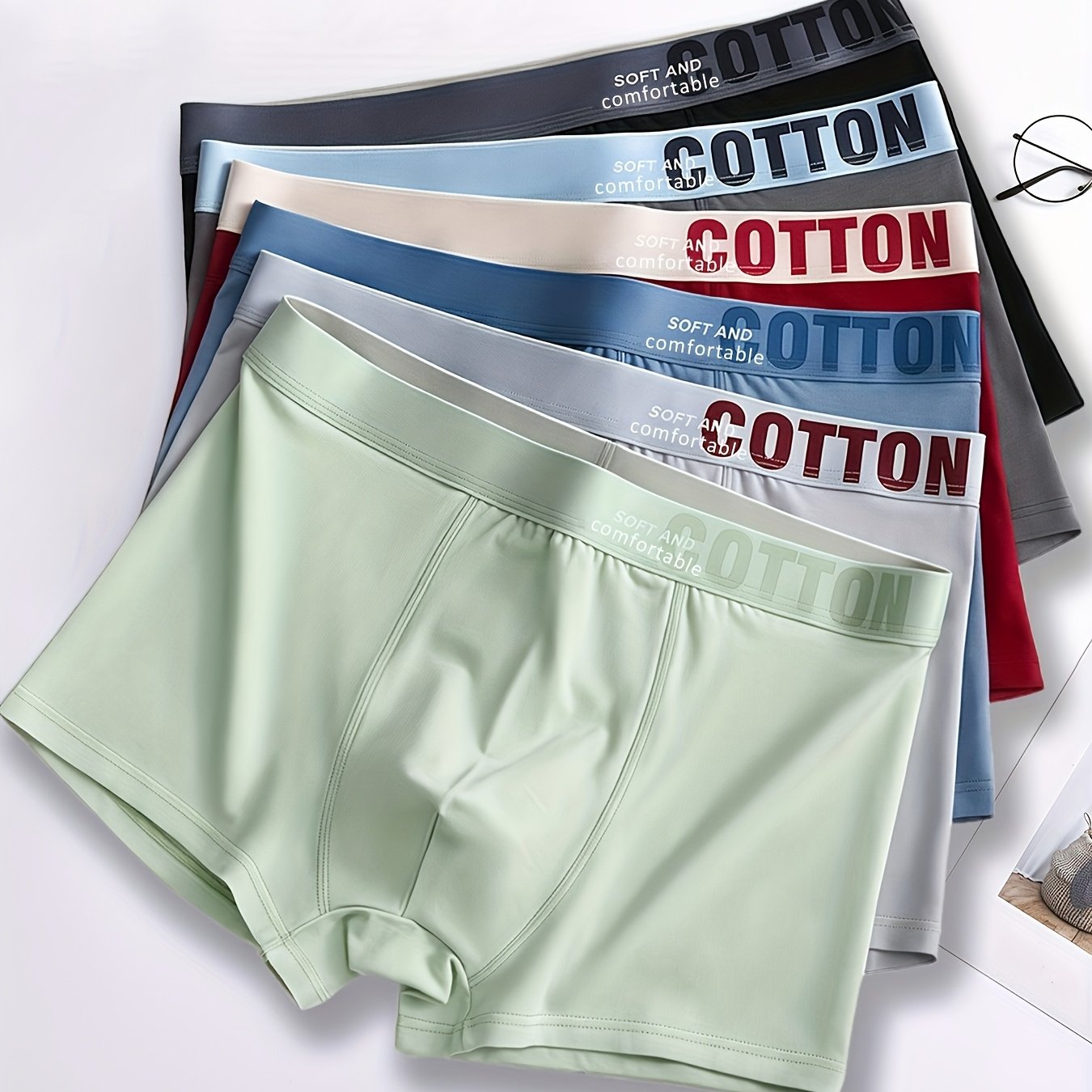 Image of Brovanic 6pcs Men's Briefs, Solid Color Boxer Briefs, 1 Pair In Each Of 6 Colors, Contrast Lettering On Waistband, Simple And Stylish, Ideal Underwear For Autumn/winter