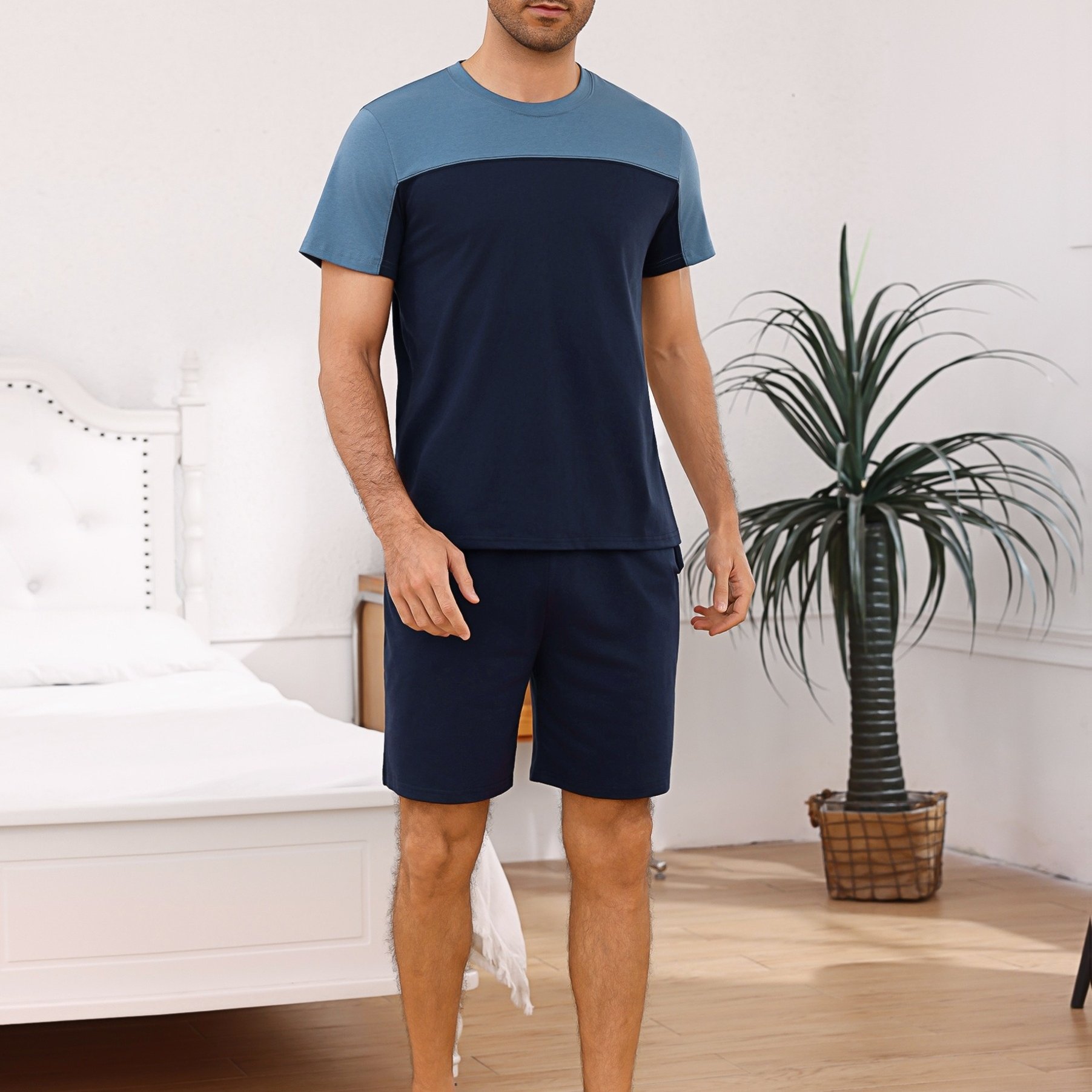 Men's Short Pajamas, 2pcs Set, Short-sleeve Nightwear, Summer Sleepwear
