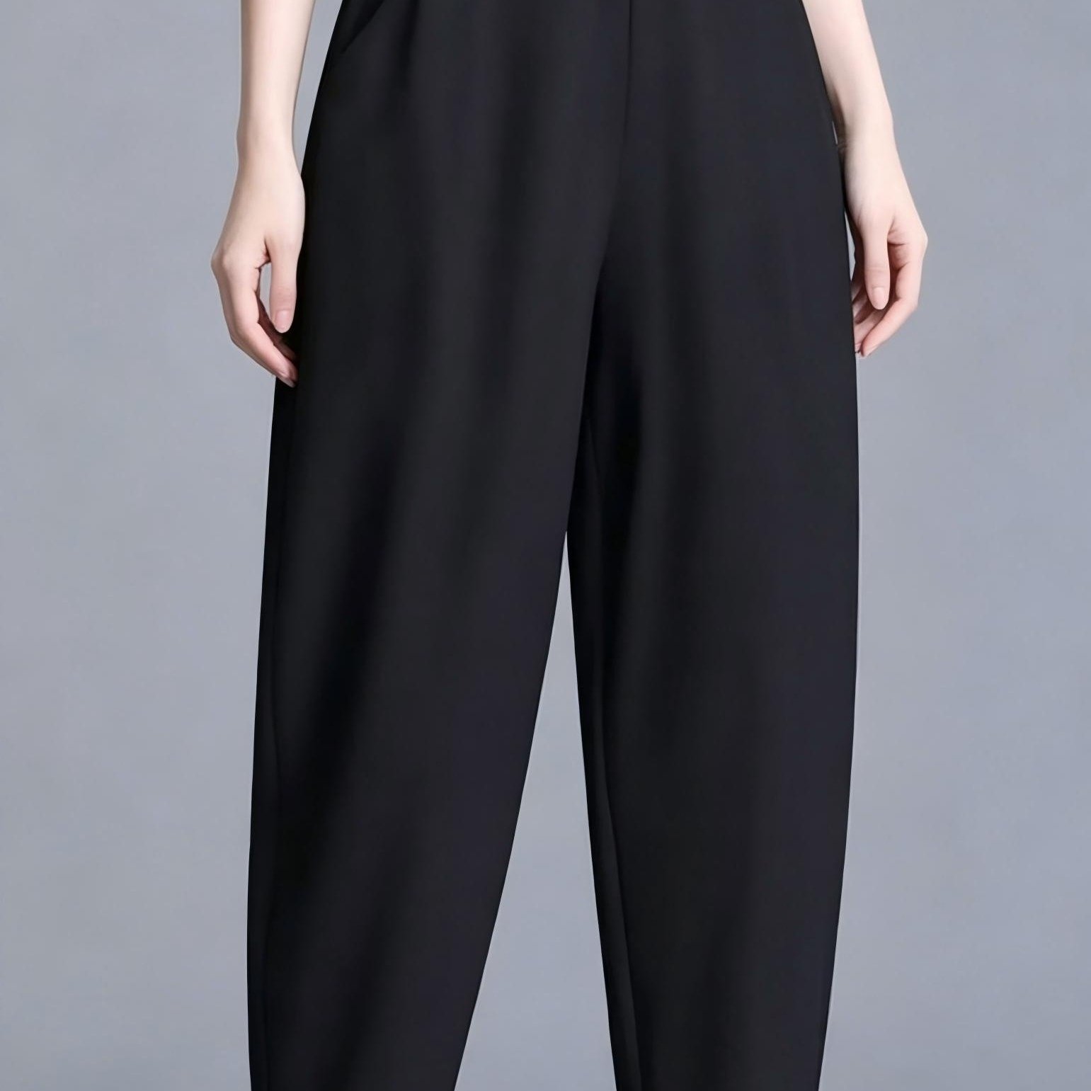 TEMU Black Casual Ankle Pants