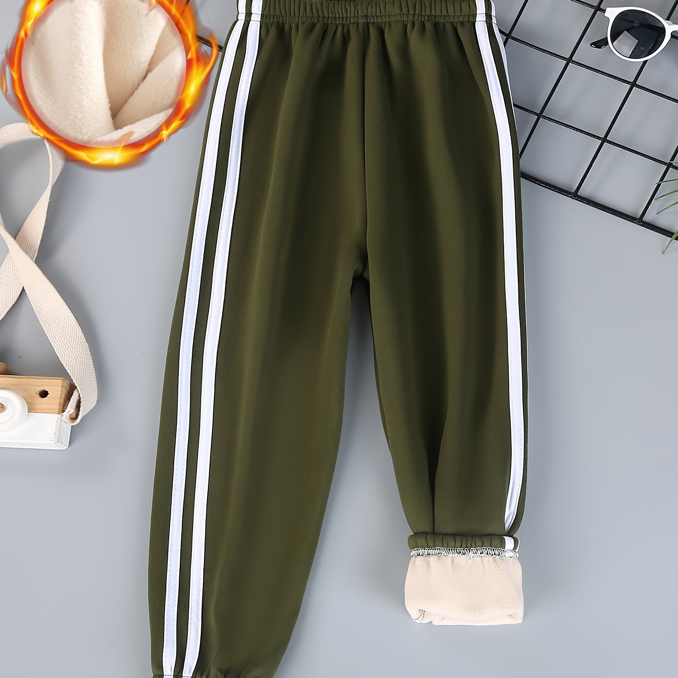 Autumn Winter Boys Fleece-lined Long Pants Mid To Big Kids Boys And Girls Same Style Loose Athletic Pants Thick Warm Joggers Versatile Basic Sweatpants All-match Wear Fashion Outdoor, For Outdoor