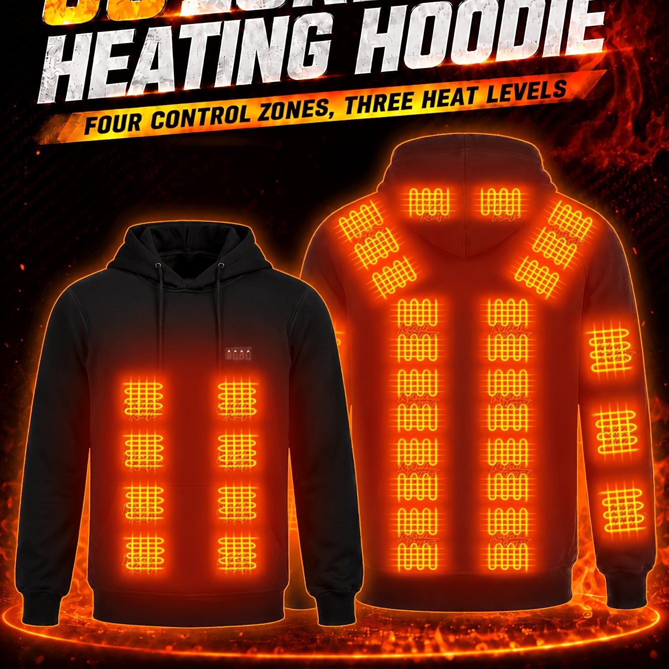 Men's Heated Jacket Vest, Long Sleeve Hooded Jacket