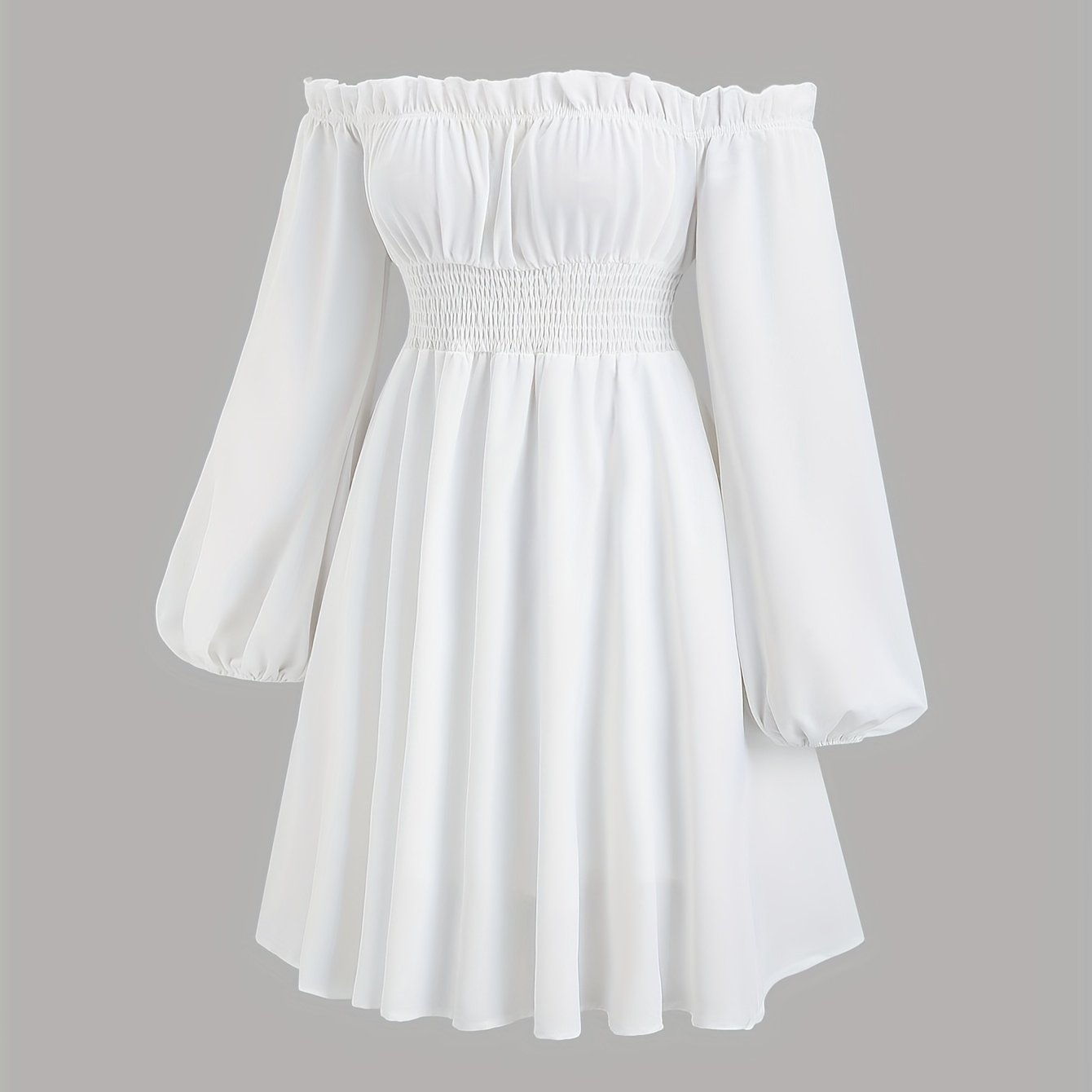 E-shop Romantisches Elegantes Kleid mit Schulterfreiem Ausschnitt und Verstellbarem Gürtel, Vielseitig für Casual Looks – Unifarbenes Halloween-Kleid