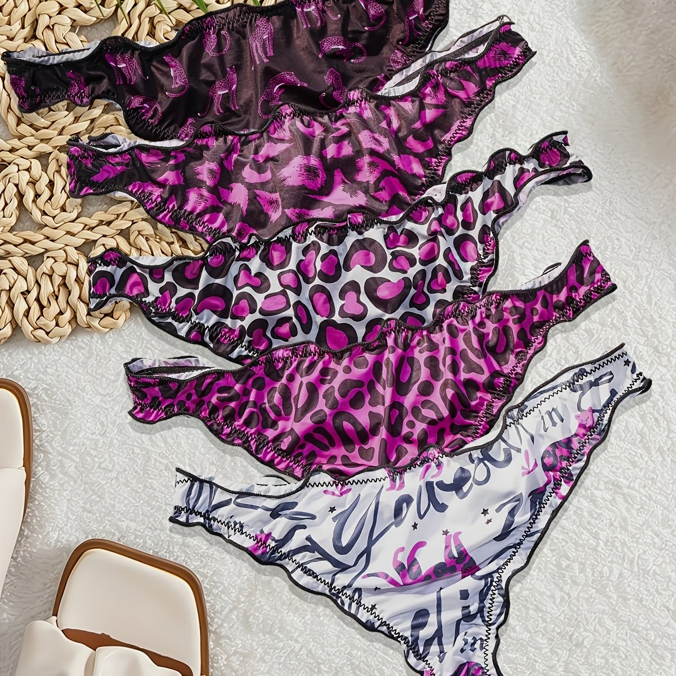 TEMU 5pcs Leopard Print Seamless Women's Panties/thongs, Cool And , Transparent, Comfortable, Sexy, And , Suitable For Special Occasions And Everyday