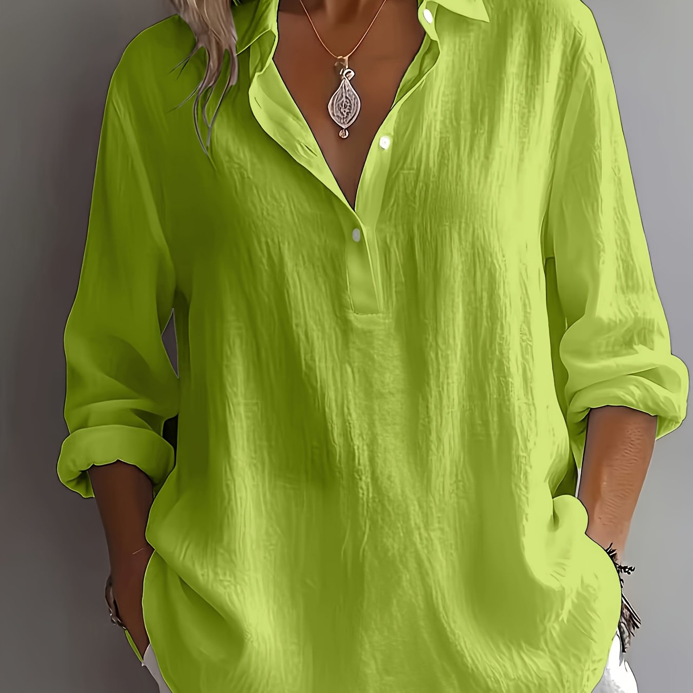 New Exquisite Elegant Style Printed Neck Long Sleeve Spring Autumn Versatile Blouse