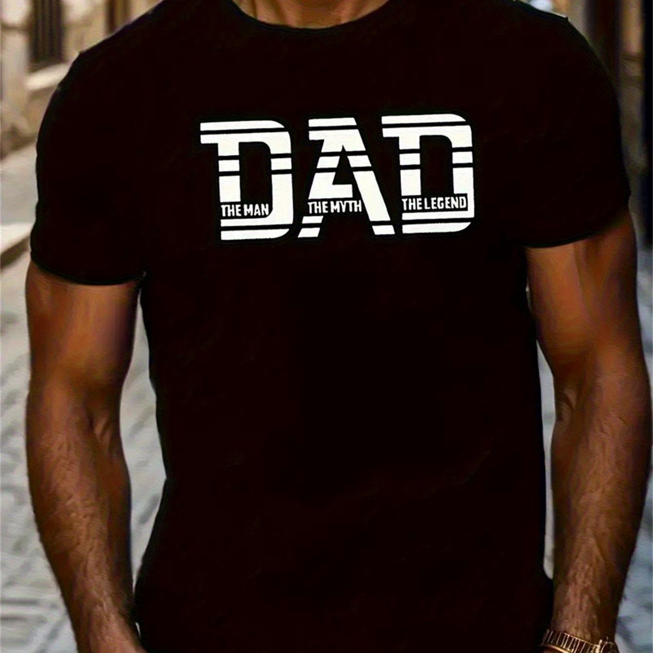 TEMU Cotton, Mens Creative Top, Casual Short Sleeve Crew Neck T-shirt, Mens Clothing For Summer Outdoor