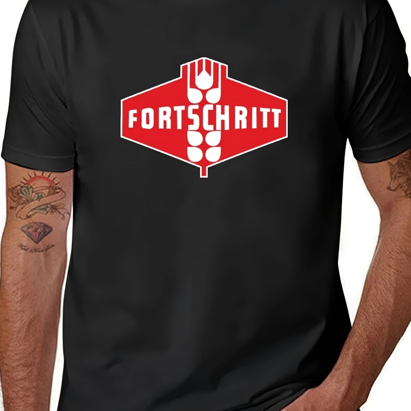 Progress Ddr Men's Casual Short Sleeve T-shirt - Black With Graphic Print, Regular Fit Round Neck Tee Suitable For Gym & Casual Attire, Machine Washable Durable Shirt, Design For (no Chest Padding)