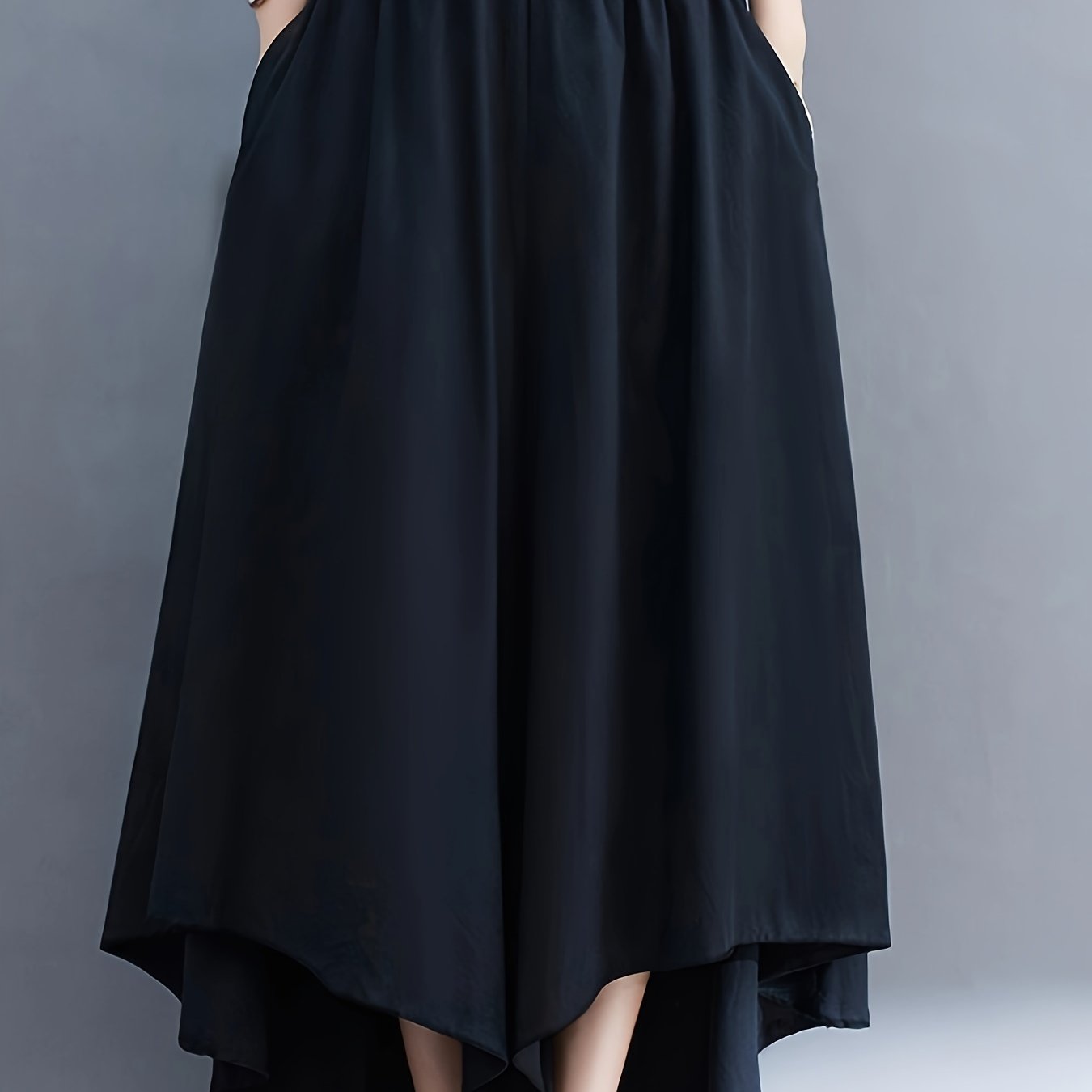 High-waisted Solid Color Casual Wide-leg Pants