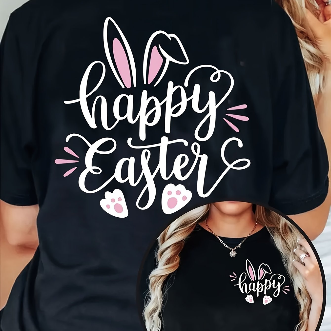TEMU Graphic T-shirt Short Sleeve Casual Round Neck Top Spring Summer Women's Clothing