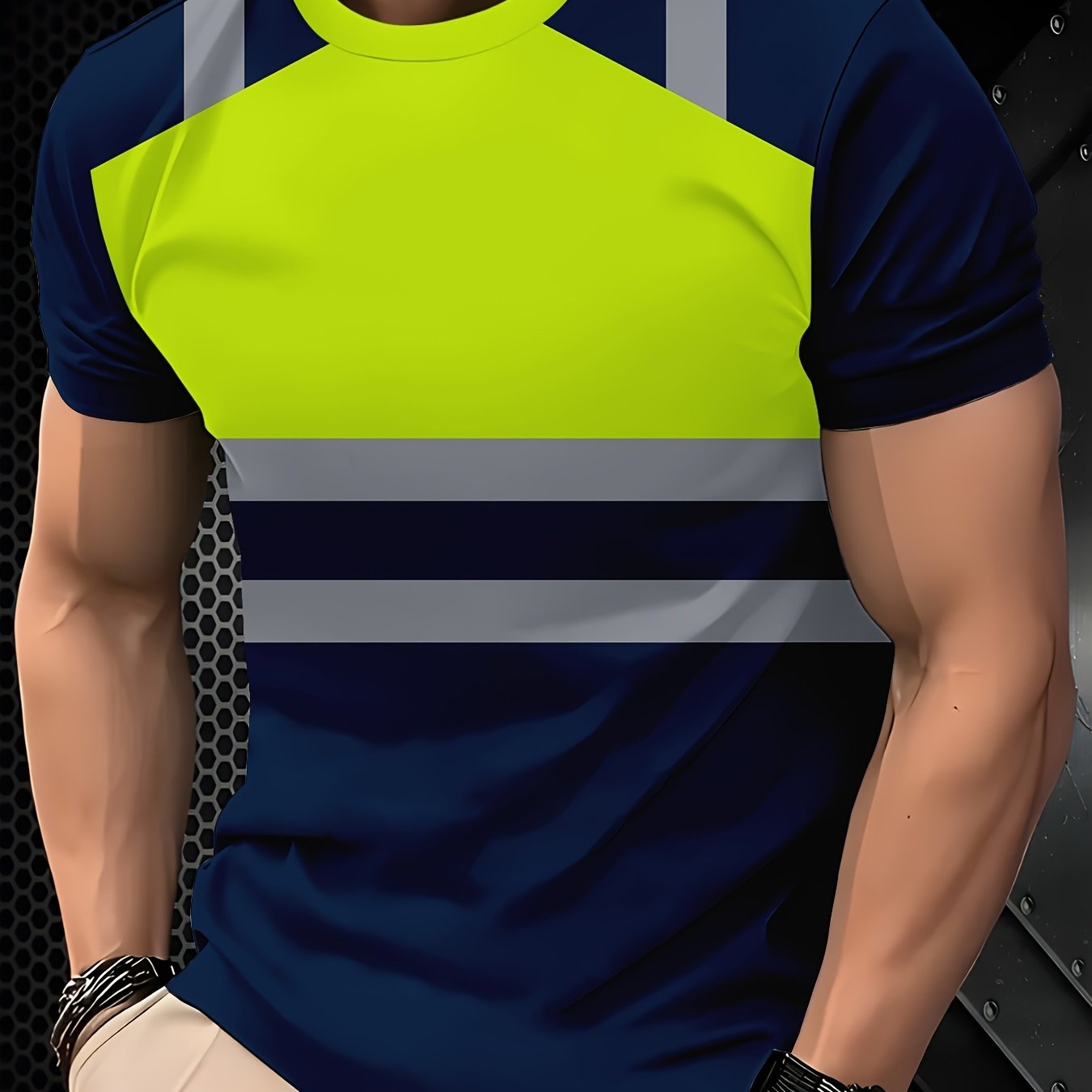 TEMU Camiseta de moda para hombre con estampado, tallas grandes disponibles 1XL-9XL