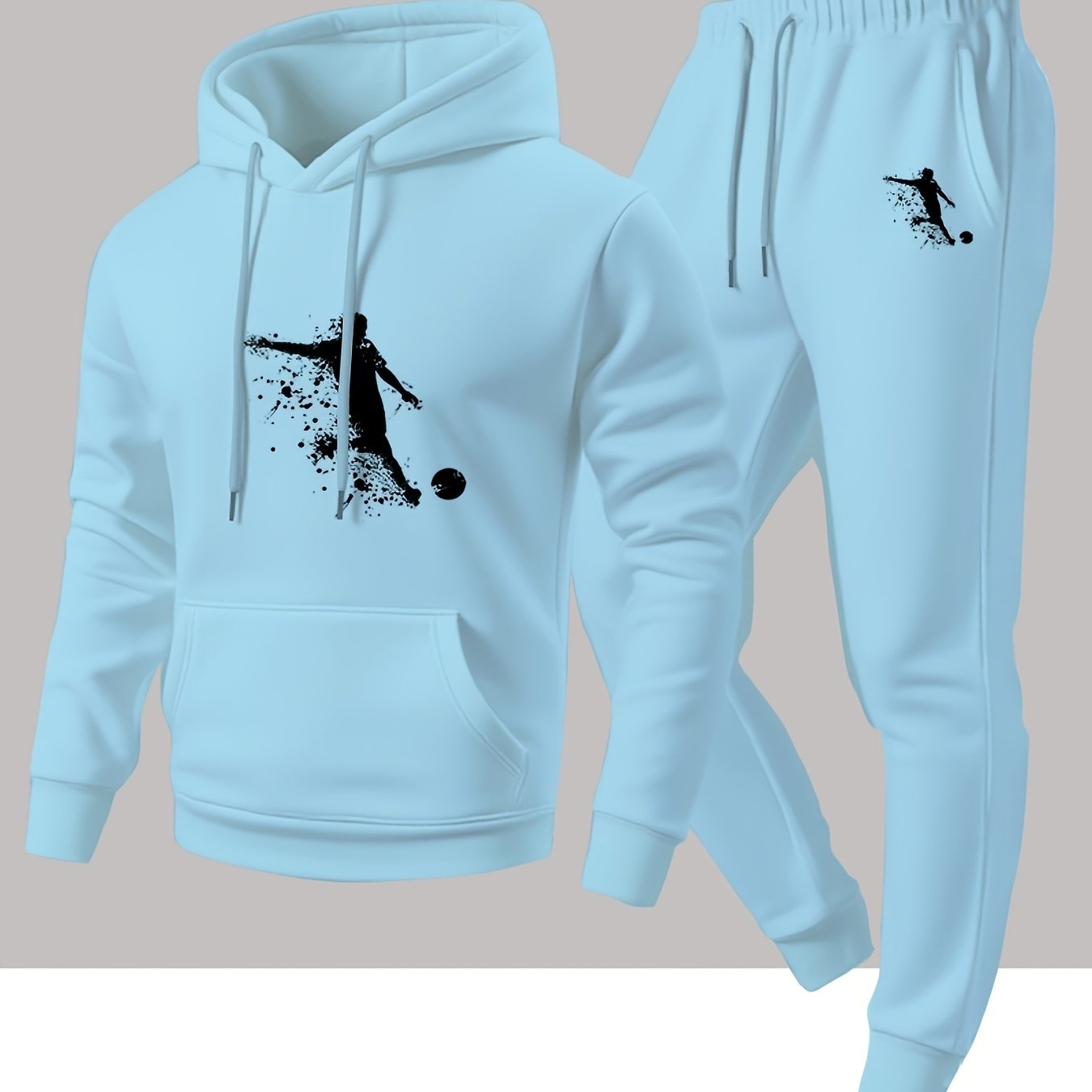 TEMU Sudadera Deportiva de Fútbol para Hombre con Diseño Estampado y Pantalones de Chándal Cónicos para , Otoño e Invierno. Conjunto de Dos Piezas