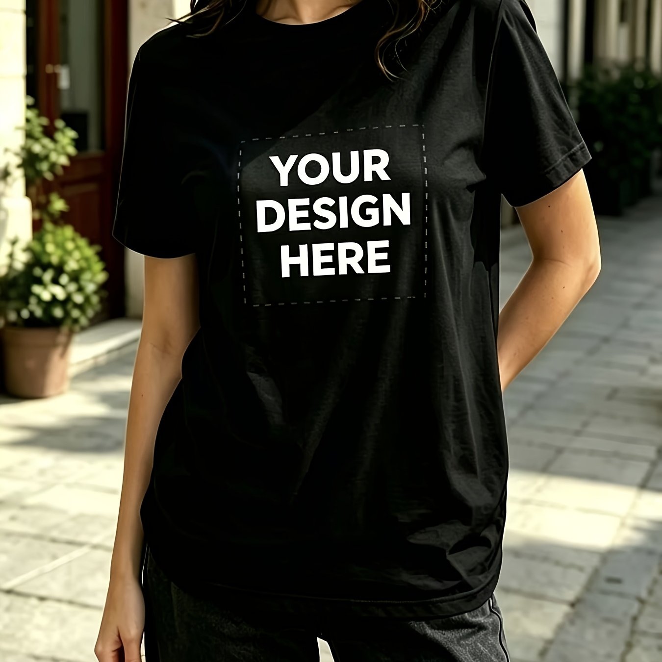 TEMU Plus Size - Personalized Custom Short-sleeve T-shirt, Flexible Customization, Family, Couple, Team Uniforms, Wedding Party Attire, Company