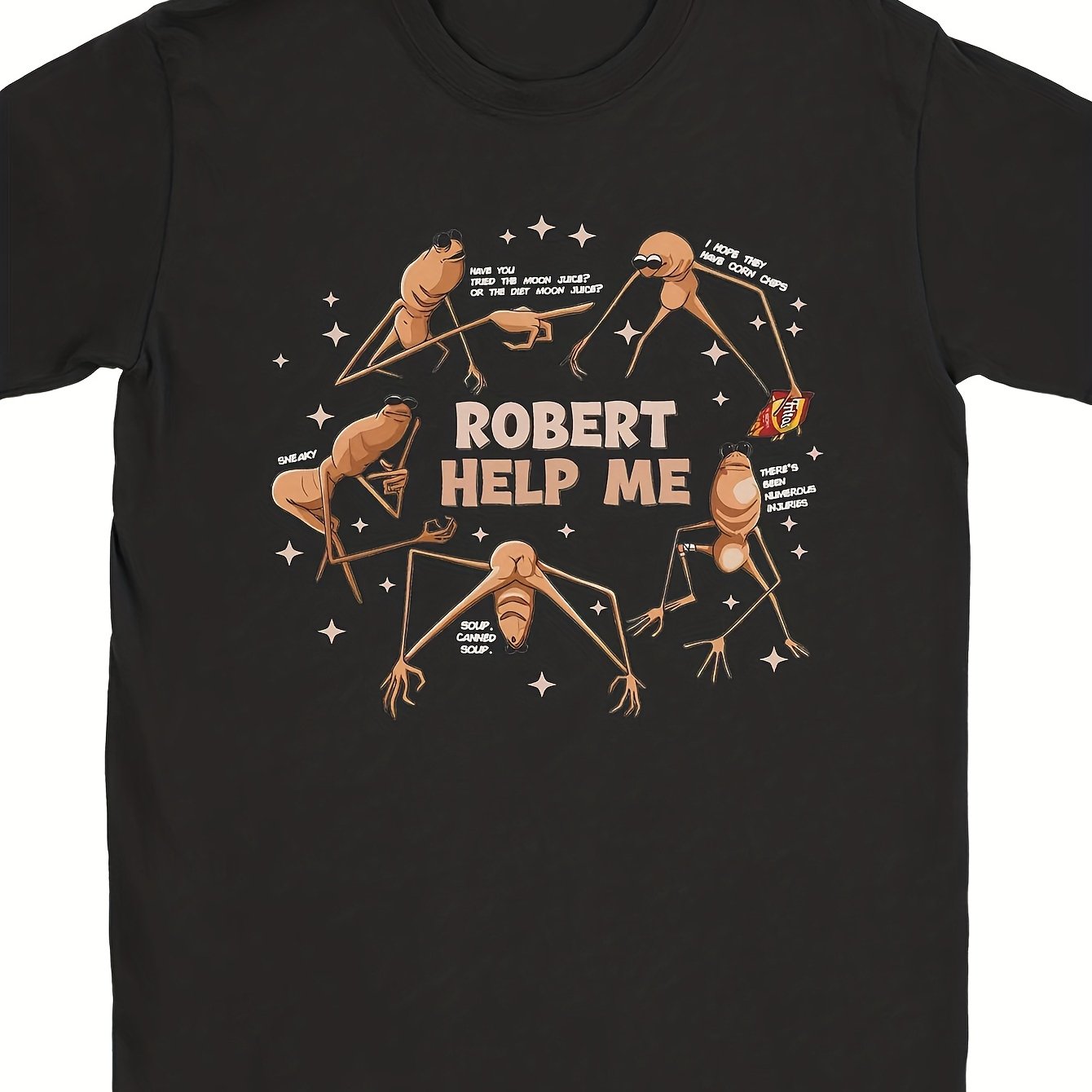 Image of Men's Funny Meme T-shirt - Robert Help Graphic Novelty Tee, Casual Short Sleeve Crew Neck Cotton Shirt With Meme Print For Viral Humor & Casual Attire