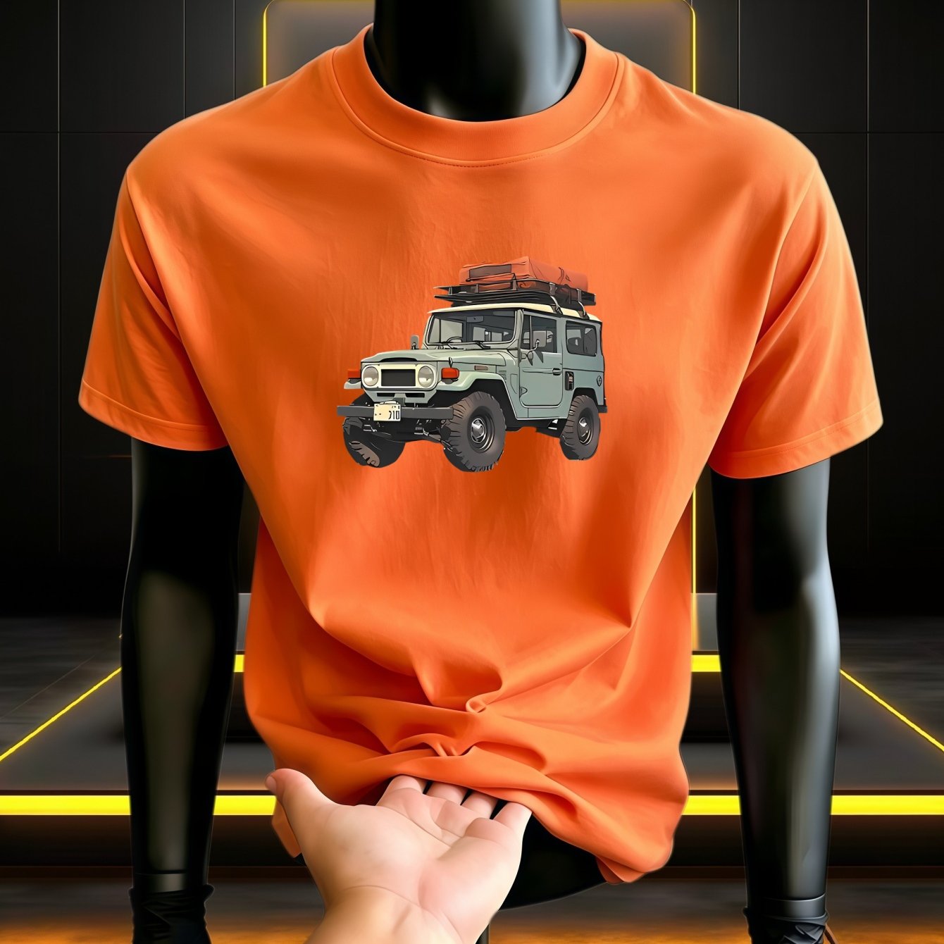 TEMU Simple Style Off-road Vehicle Travel Pattern Print Men's Casual Breathable Quick-dry T-shirt, Comfortable Top For Outdoor Sports Enthusiasts,