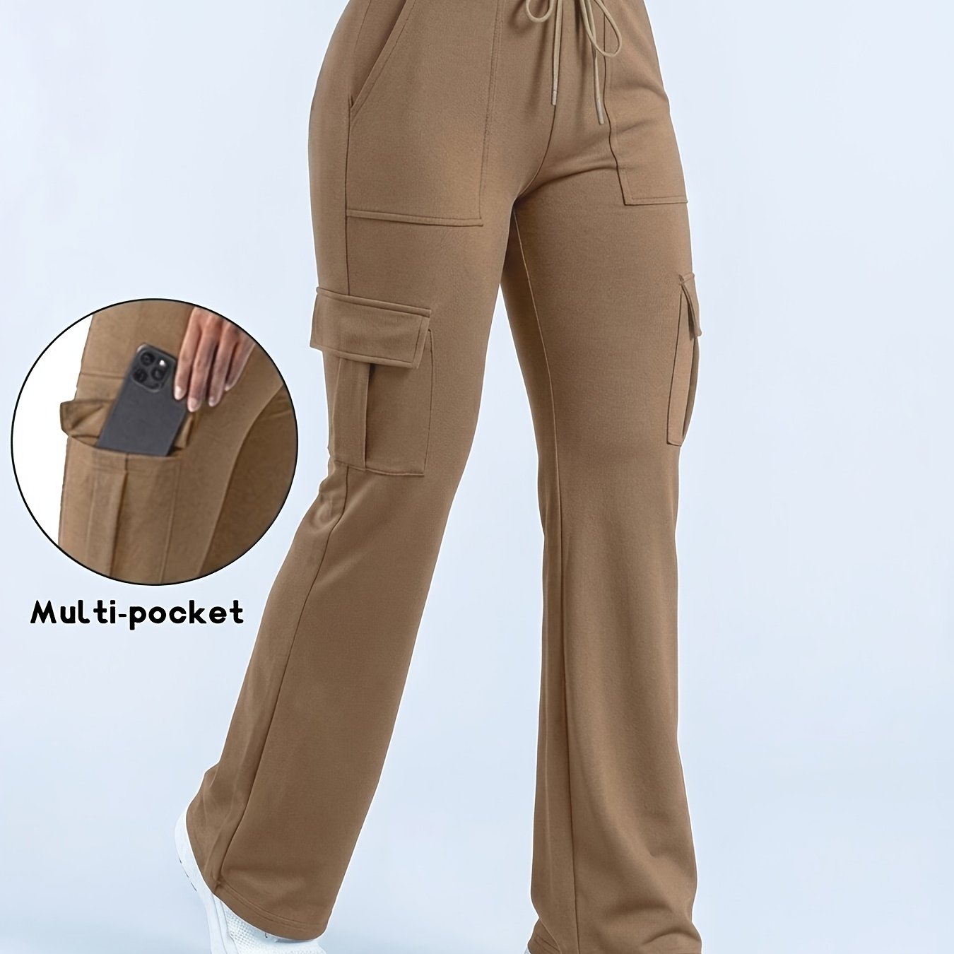 TEMU Women's Casual Sportswear Cargo Running Pants With Multiple Pockets