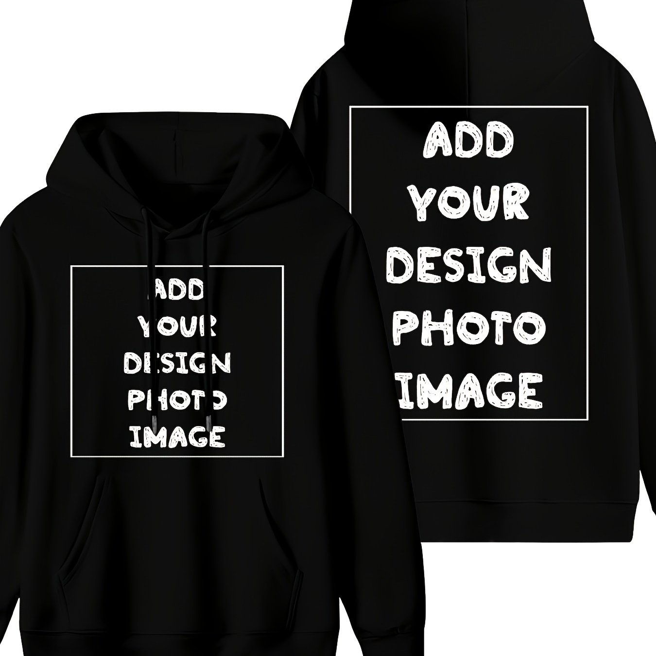 Custom Men's Hoodies Personalized Double Sided Print Hooded Sweatshirt With Pocket - Add Your Image - Soft Comfortable Casual Workout Long Sleeve Pullover Trendy Sportswear