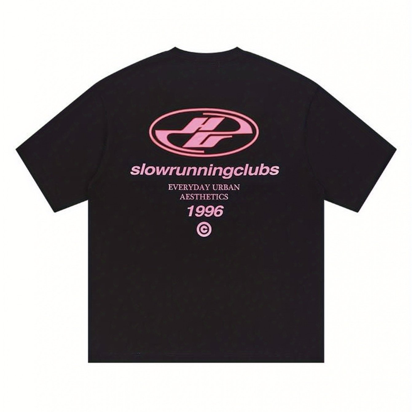 TEMU Retro Urban Style Back-print T-shirt, Oval Logo 1996 Numeric Letter Top