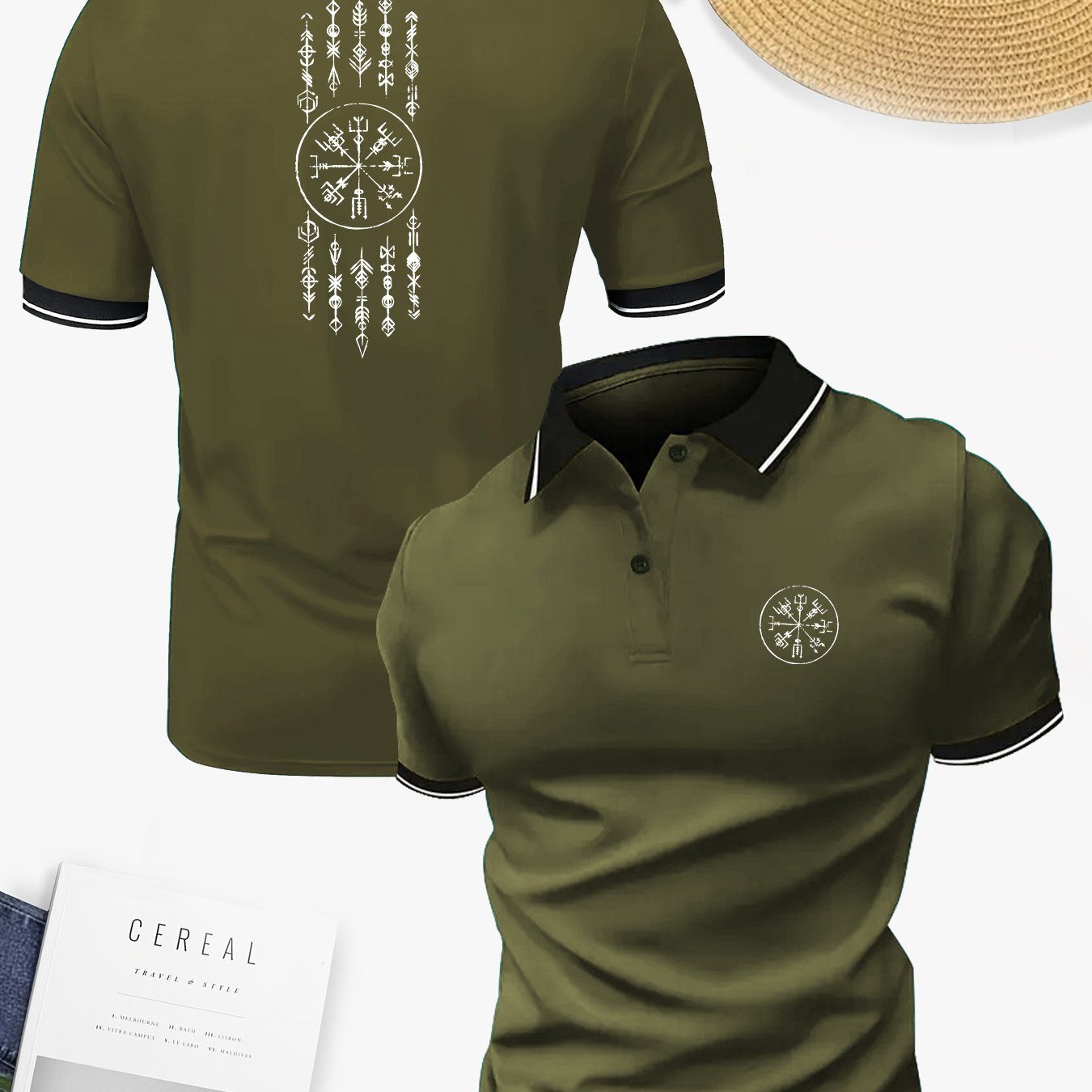 TEMU A Stylish Men's Golf Shirt Featuring Minimalist Patterns, With A Short Collar And Short Sleeves, Stretch, , , And For Business Casual Summer