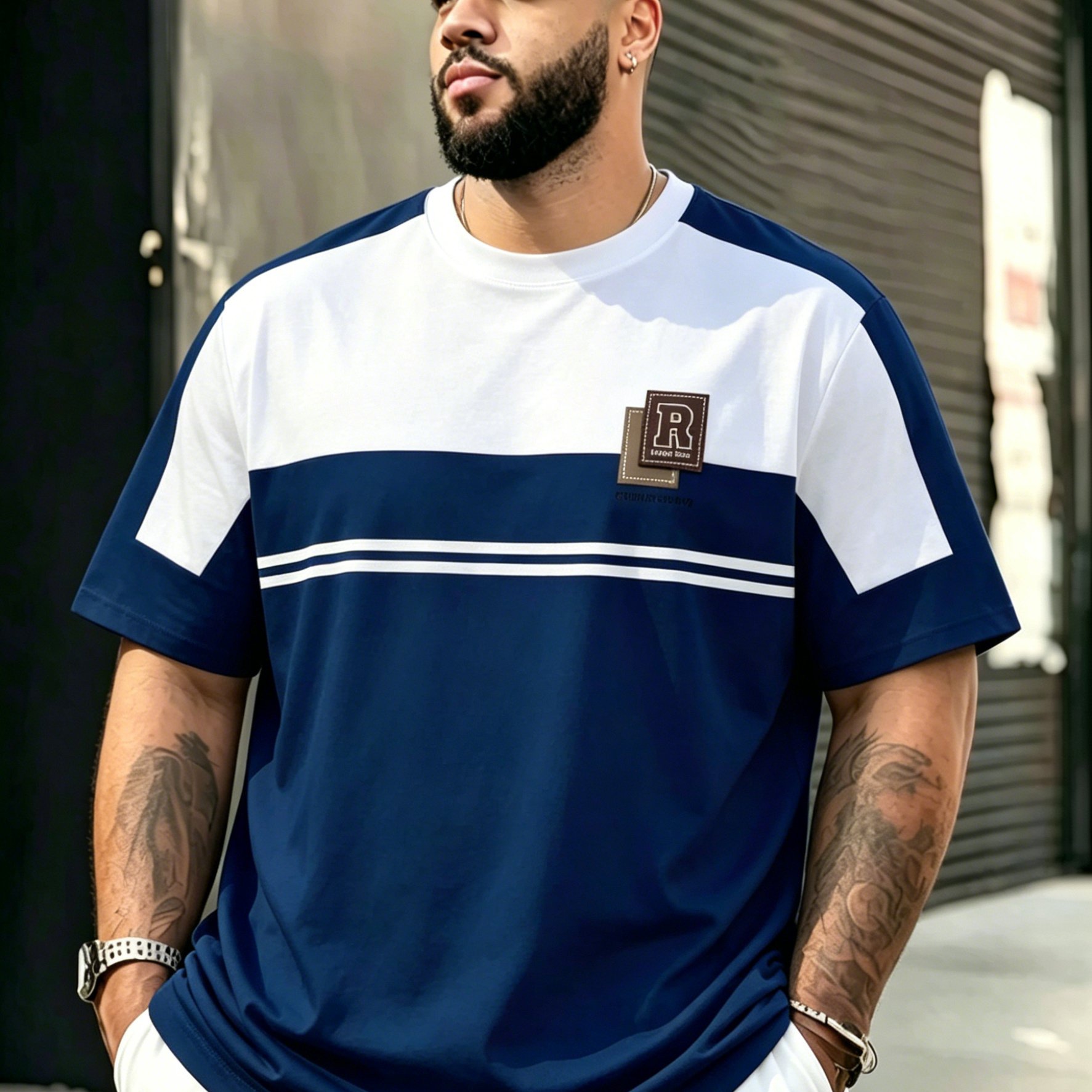TEMU Men's T-shirt, Plus Size Men's Clothing, Summer Short Sleeve Round Neck Top, Comfortable Breathable Pullover Shirt, Casual All-match, Trendy