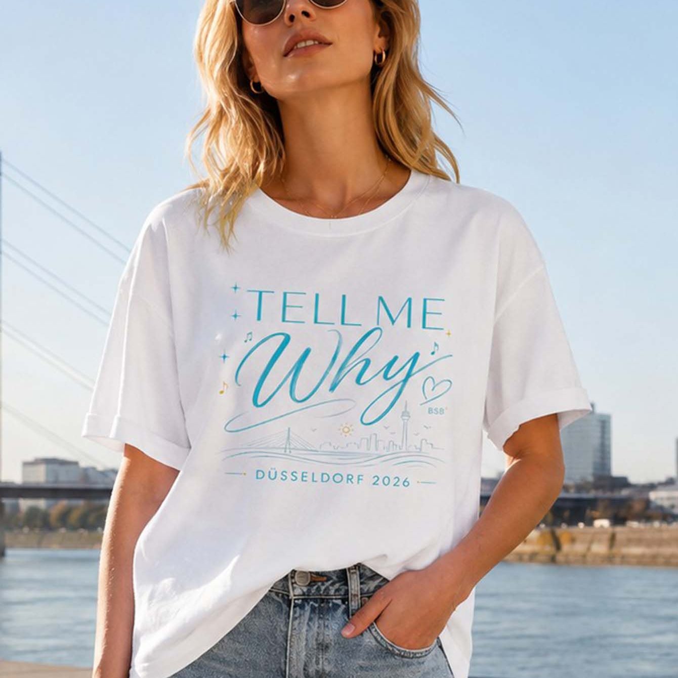 TEMU Me Why Düsseldorf 2026 Grafische Print Dames Losse T-shirt Casual Korte Mouw Wit Oversized T-shirt Dagelijkse Kleding Vakantiecadeau