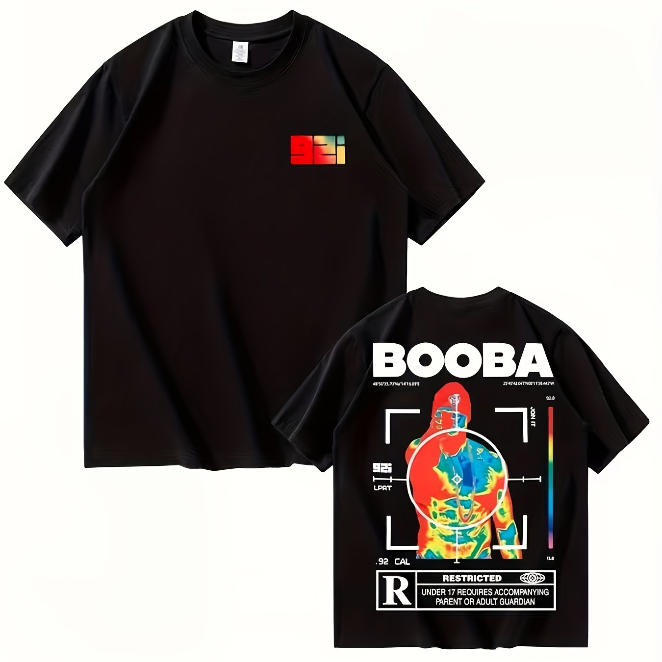 TEMU Unisex Bo0ba Character Print T-shirt - Red Short Sleeve Round Neck Style, Featuring A Bo0ba , Comfortable Shirt, Machine Washable